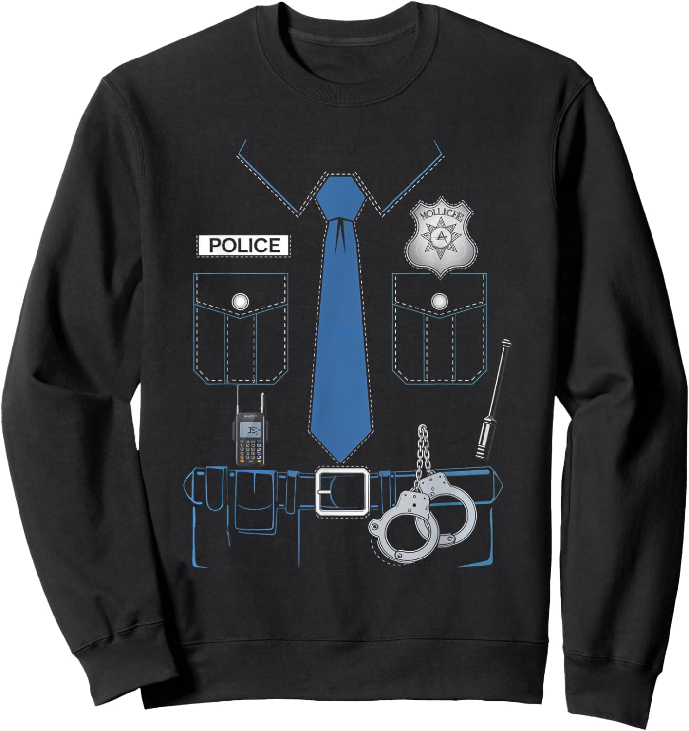 Police Officer Costume Police Uniform Kids Adults Sweatshirt - Sweatshirt | Black