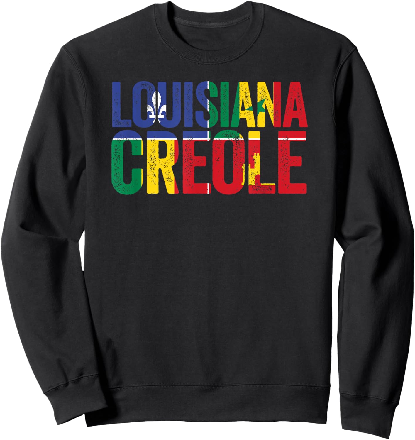 Louisiana Creole Flag Vintage Sweatshirt - Sweatshirt | Black