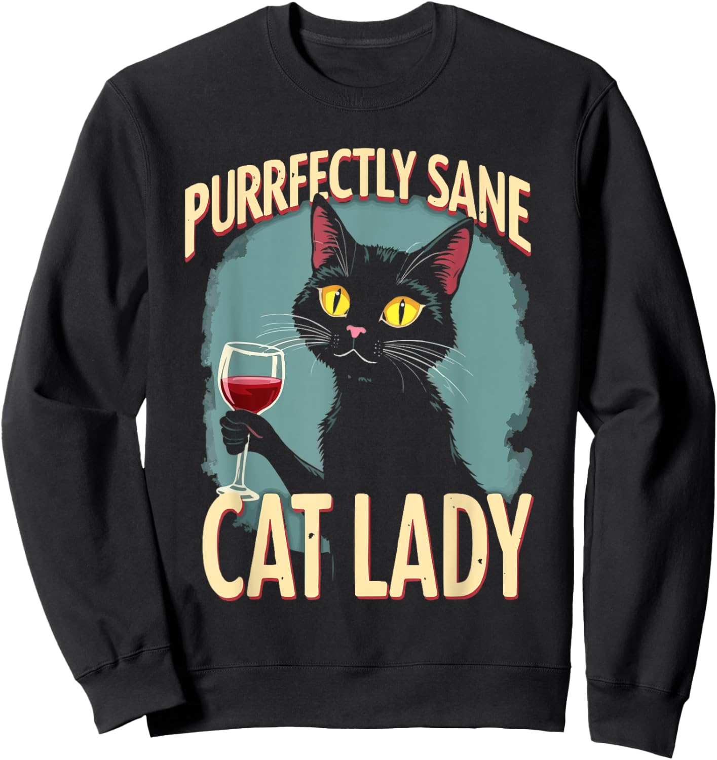Wine Cat Owner Kitty Meow Alcohol Drinking Winemaker Sweatshirt - Sweatshirt | Black