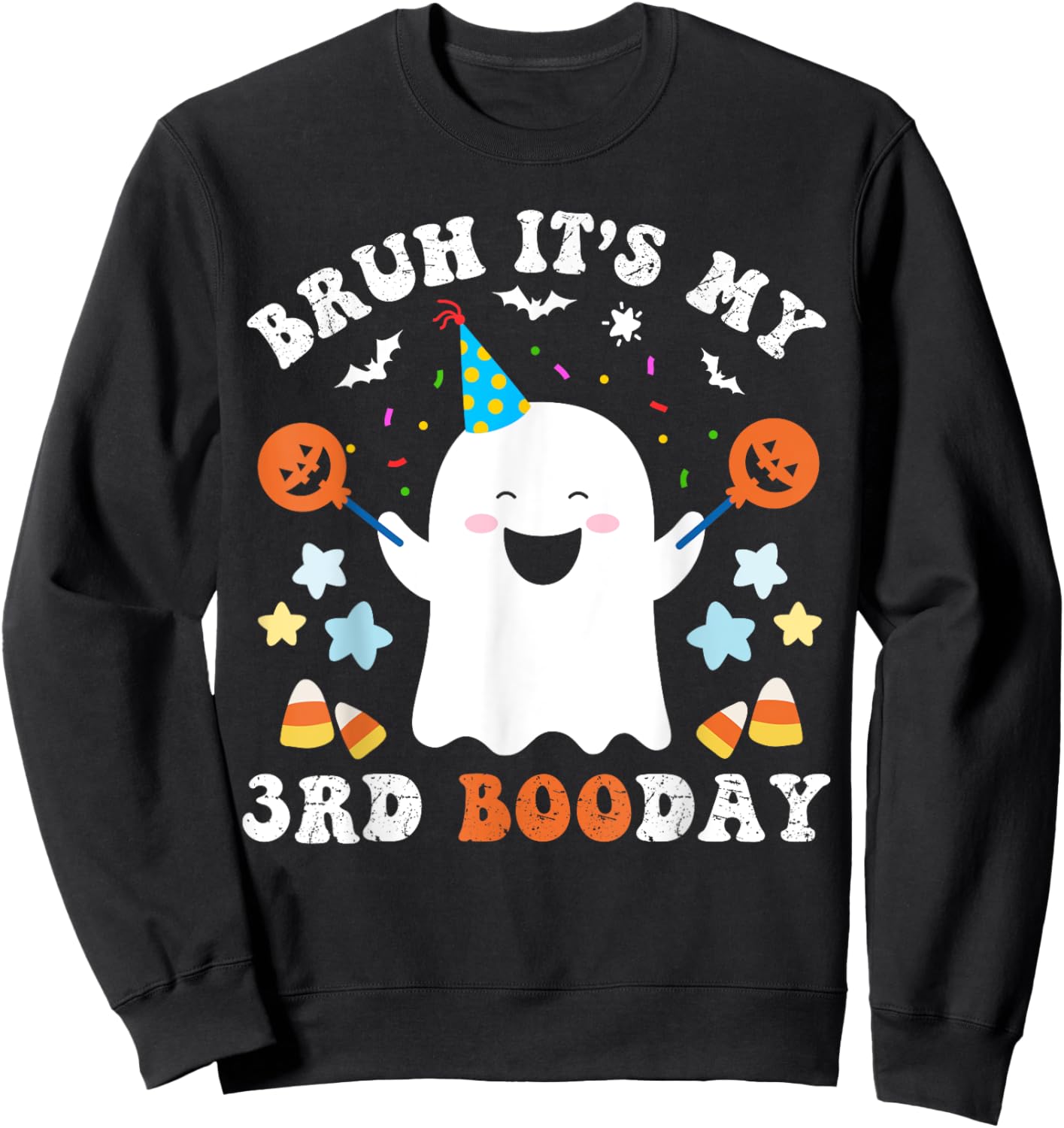 Bruh It's My 3rd Boo Day-Funny Halloween Ghost Birthday Kids Sweatshirt - Sweatshirt | Black