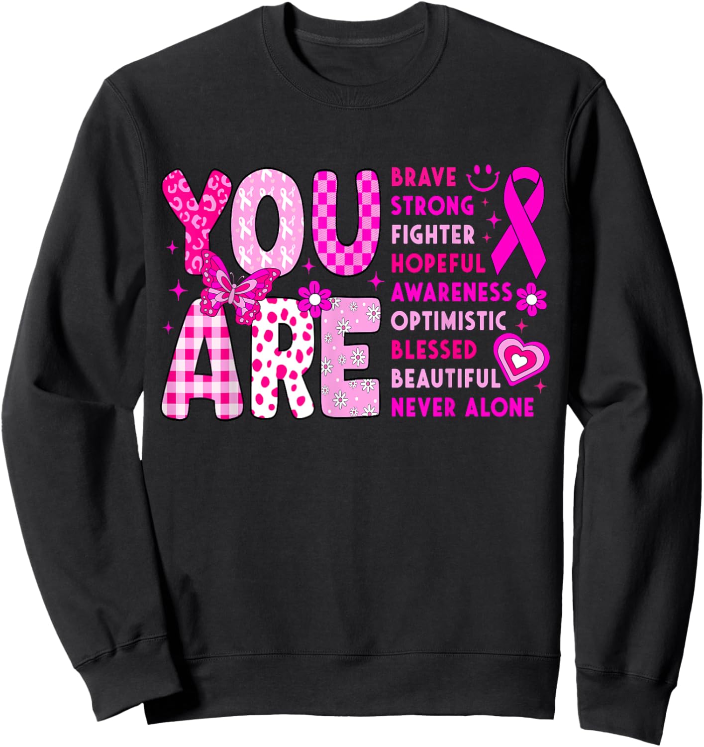 Breast Cancer Awareness Month Survivor Fighter Pink Women Sweatshirt - Sweatshirt | Black