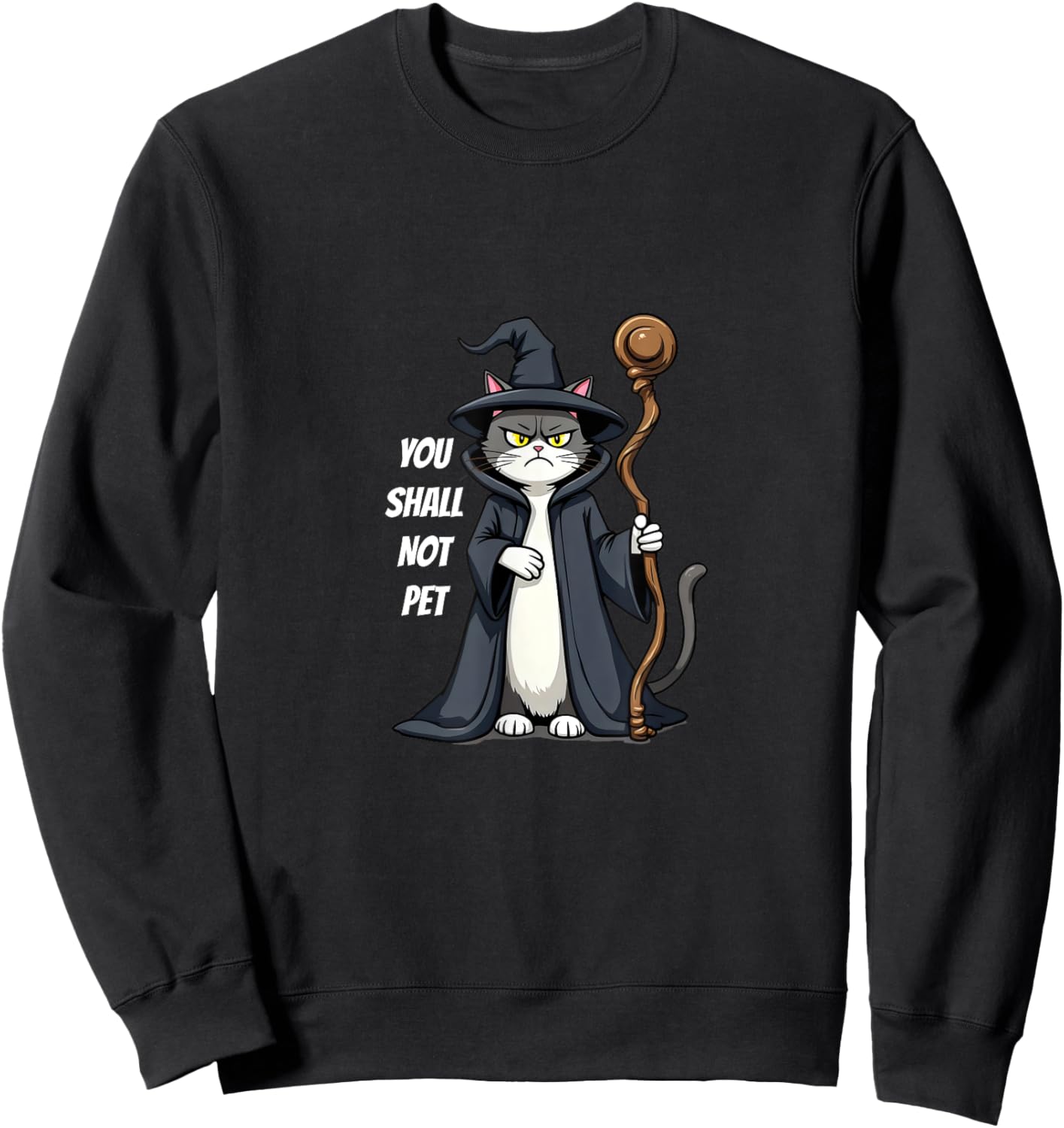 You Shall Not Pet Funny Wizard Cat Sweatshirt - Sweatshirt | Black