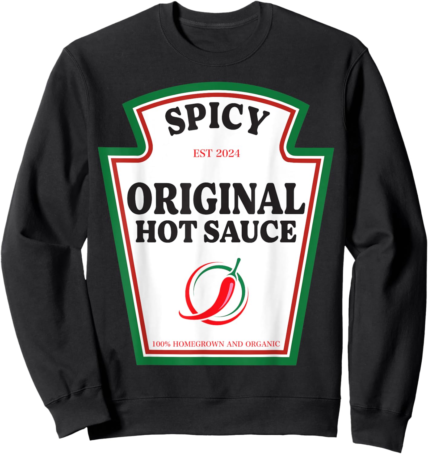 Spicy Original Hot Sauce Condiment Costume Party Matching Sweatshirt - Sweatshirt | Black