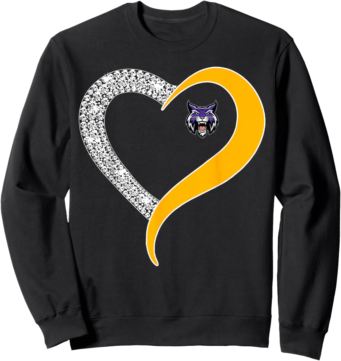Hallsville Bobcats Logo Diamond Heart HS Sweatshirt - Sweatshirt | Black