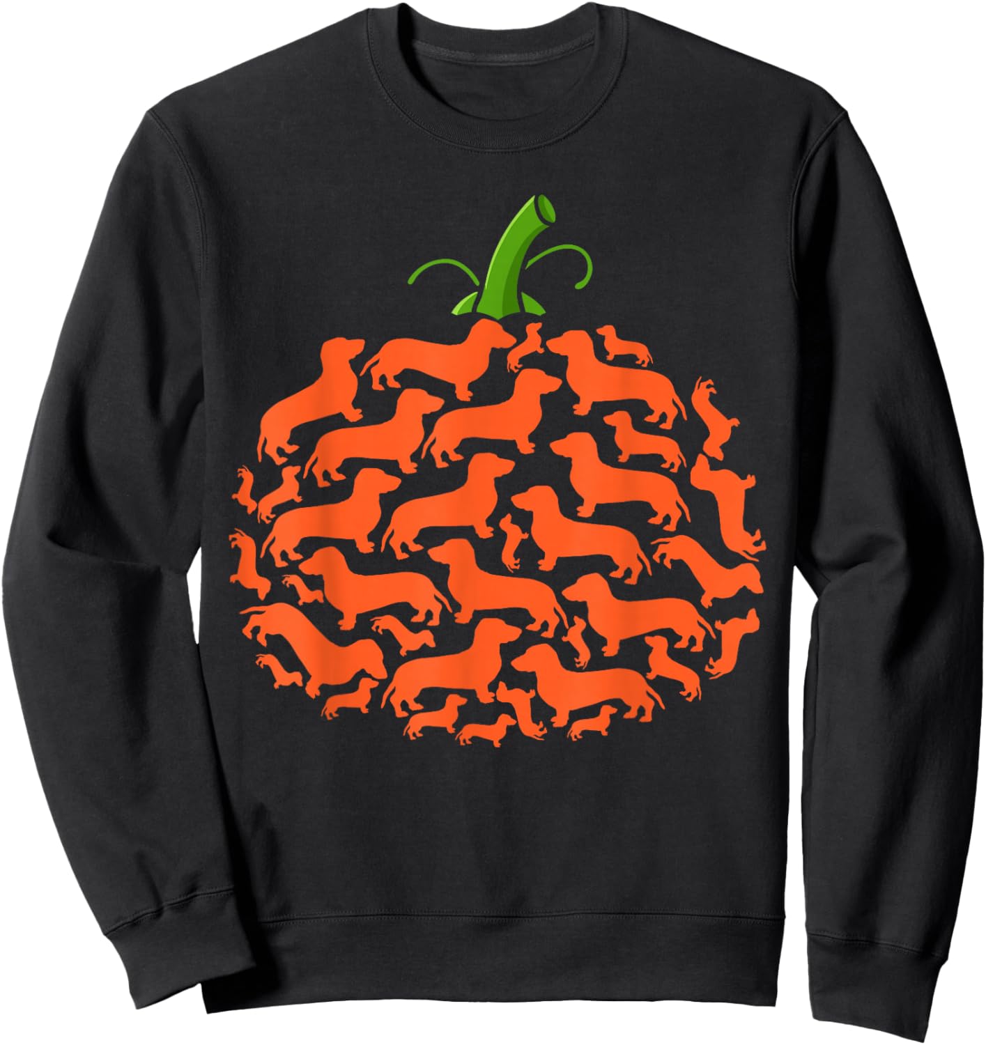 Dachshund Pumpkin Shape Plaid Leopard Dog Autumn Halloween Sweatshirt - Sweatshirt | Black