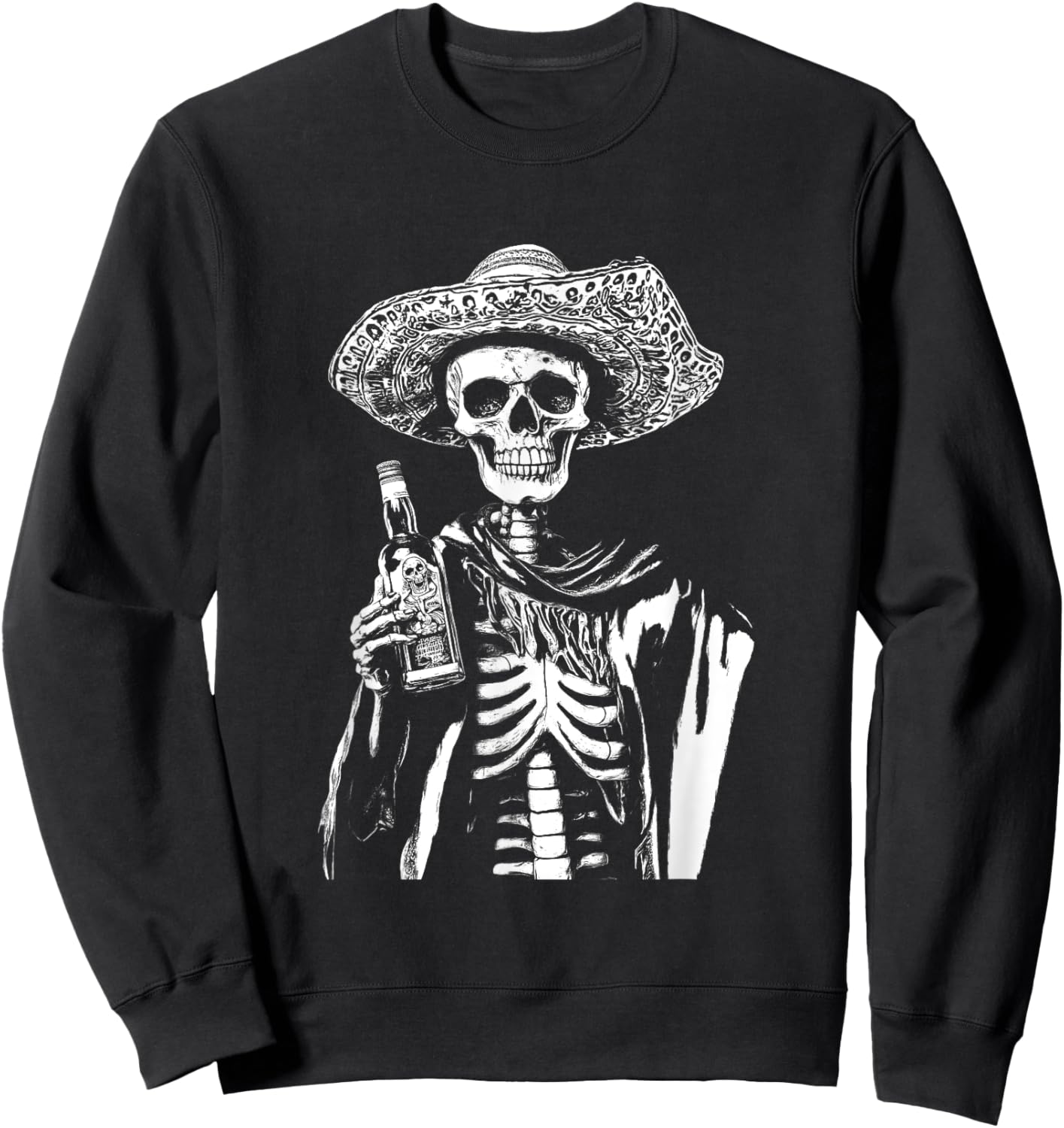 Vintage Skeleton Tequila Mexico Dia De Los Muertos Mexican Sweatshirt - Sweatshirt | Black