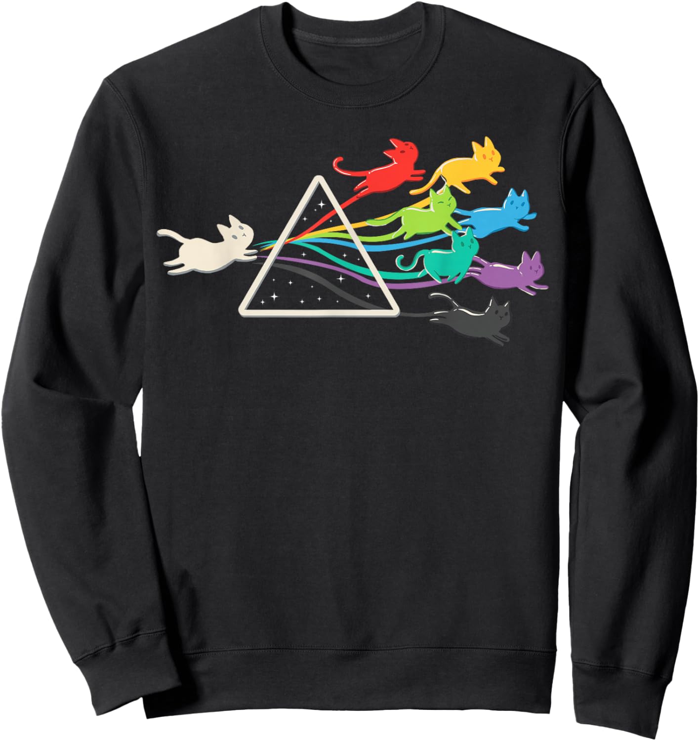 Cat Prism Rainbow Light - Physics - Science Spectral Cat Sweatshirt - Sweatshirt | Black