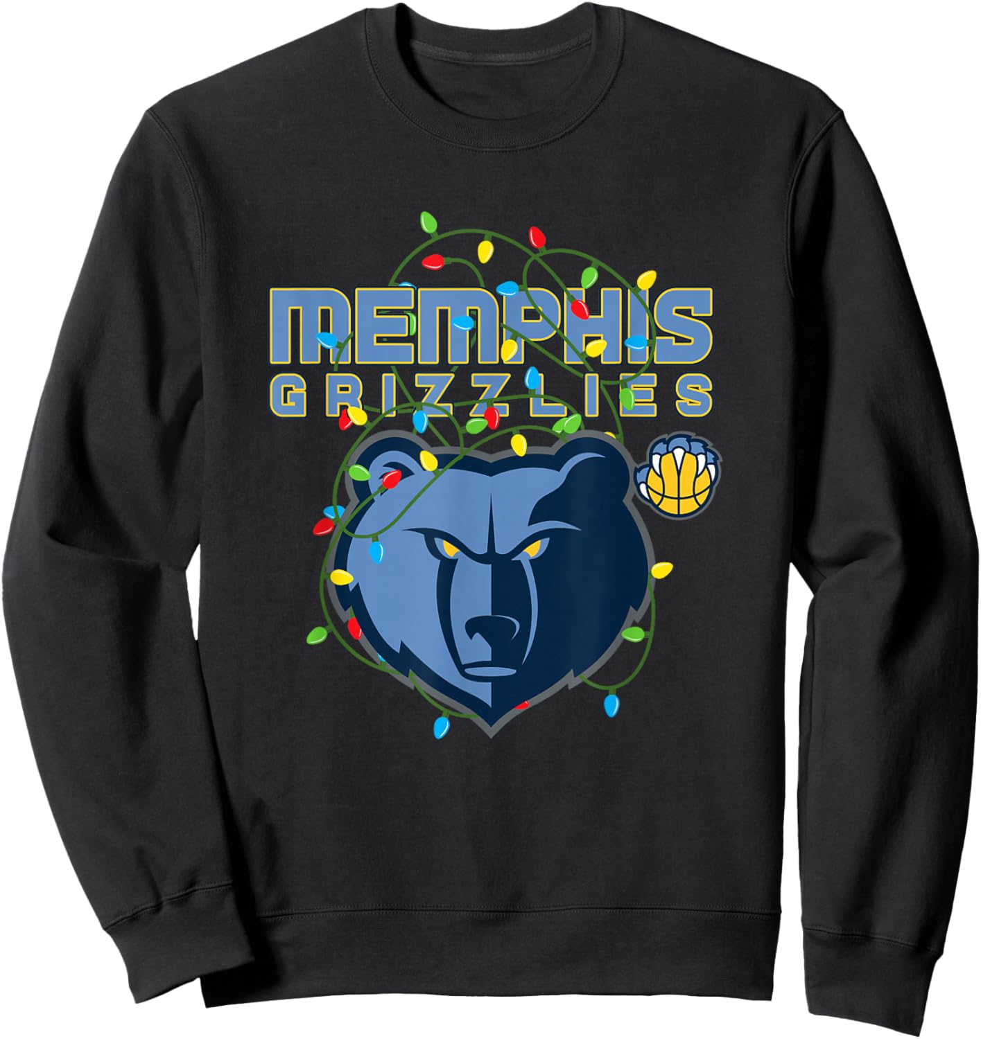 NBA Memphis Grizzlies Christmas Lights Holiday Sweatshirt - Sweatshirt | Black
