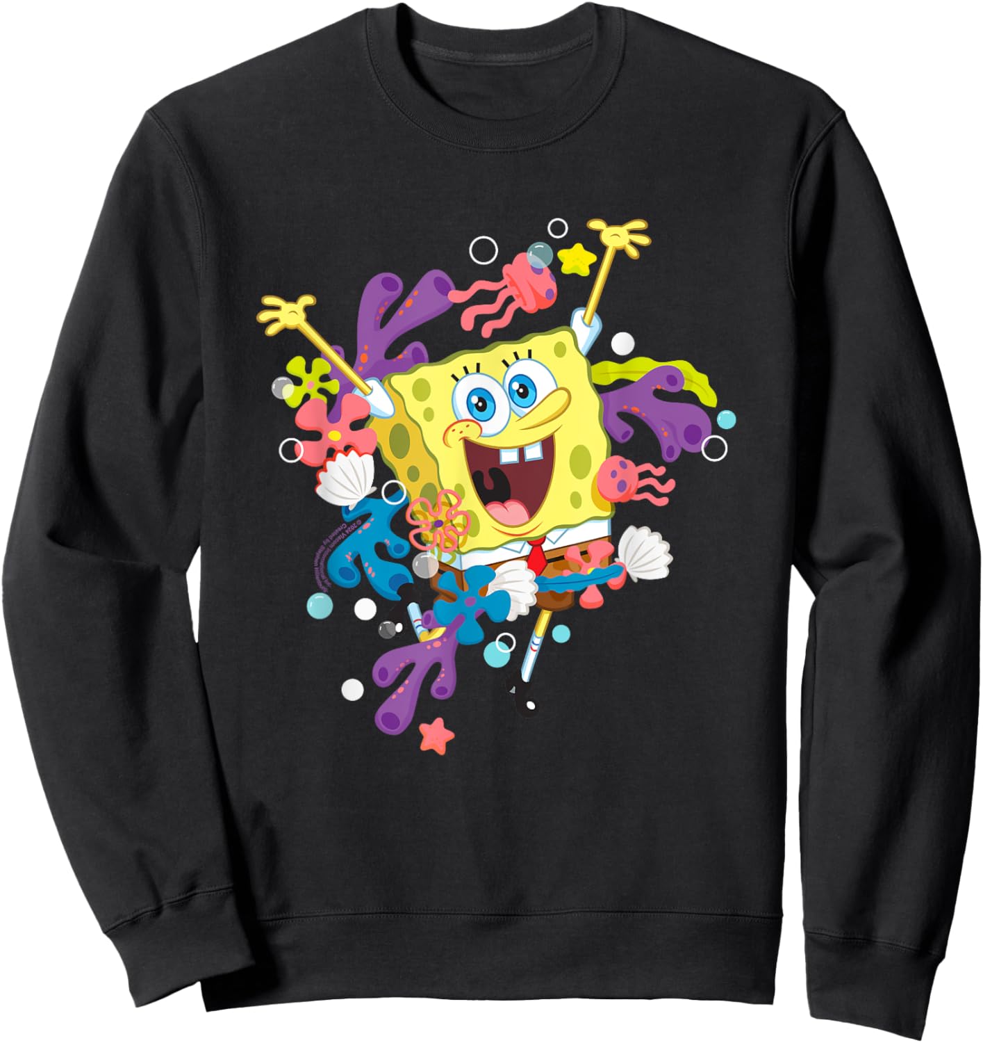 SpongeBob SquarePants Corals Flowers & Jellyfish Portrait Sweatshirt - Sweatshirt | Black