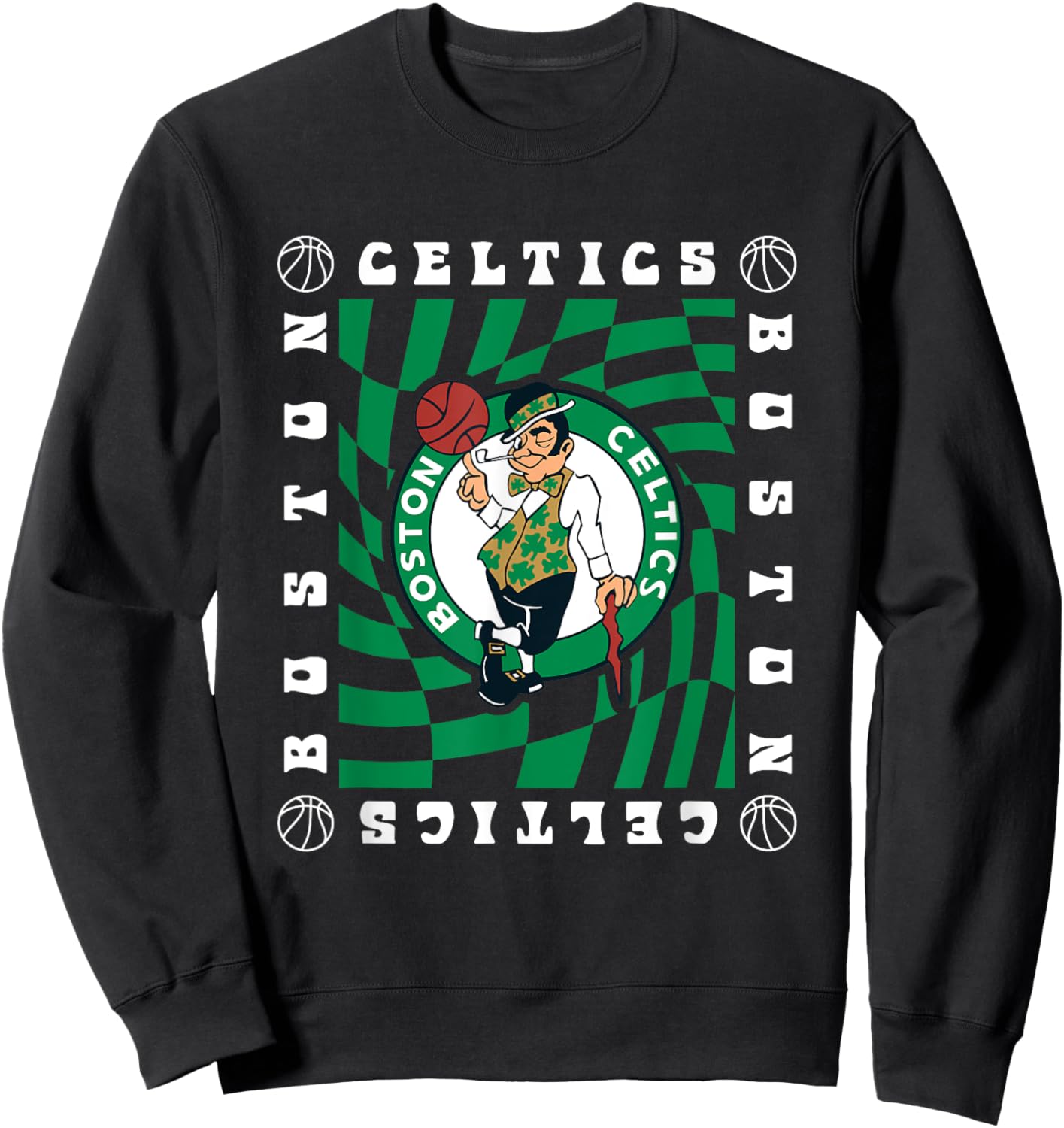 NBA Boston Celtics Retro Checkerboard Wave Sweatshirt - Sweatshirt | Black