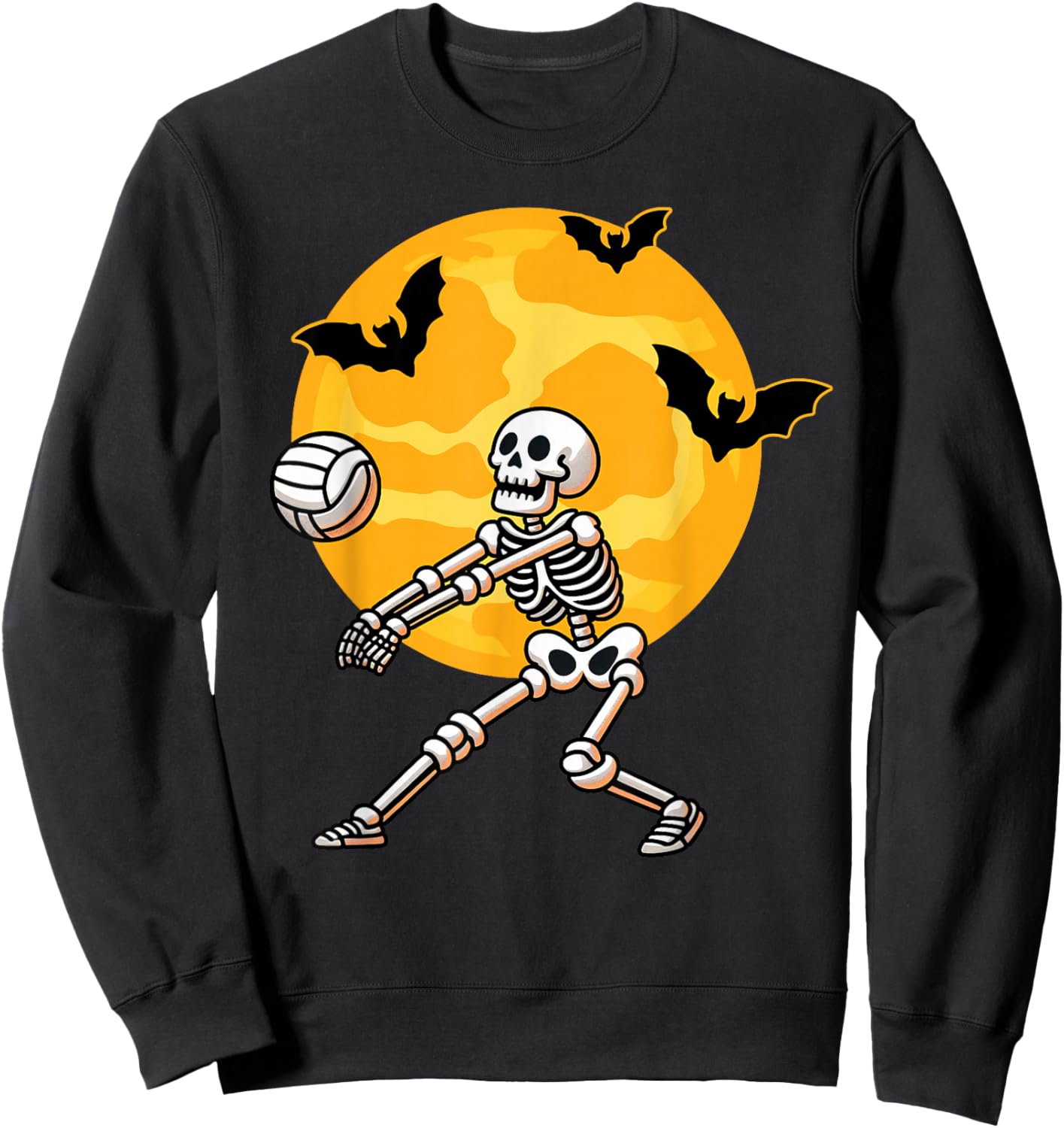 Volleyball Skeleton Halloween Men Boys Volleyball Player Sweatshirt - Sweatshirt | Black