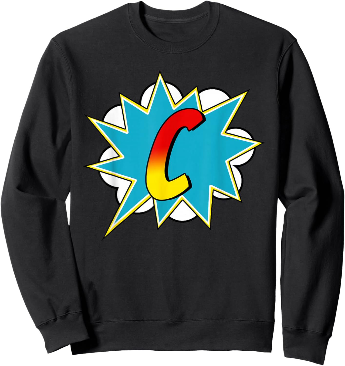 Letter C Superhero Name Comic Letter Retro Costume Sweatshirt - Sweatshirt | Black