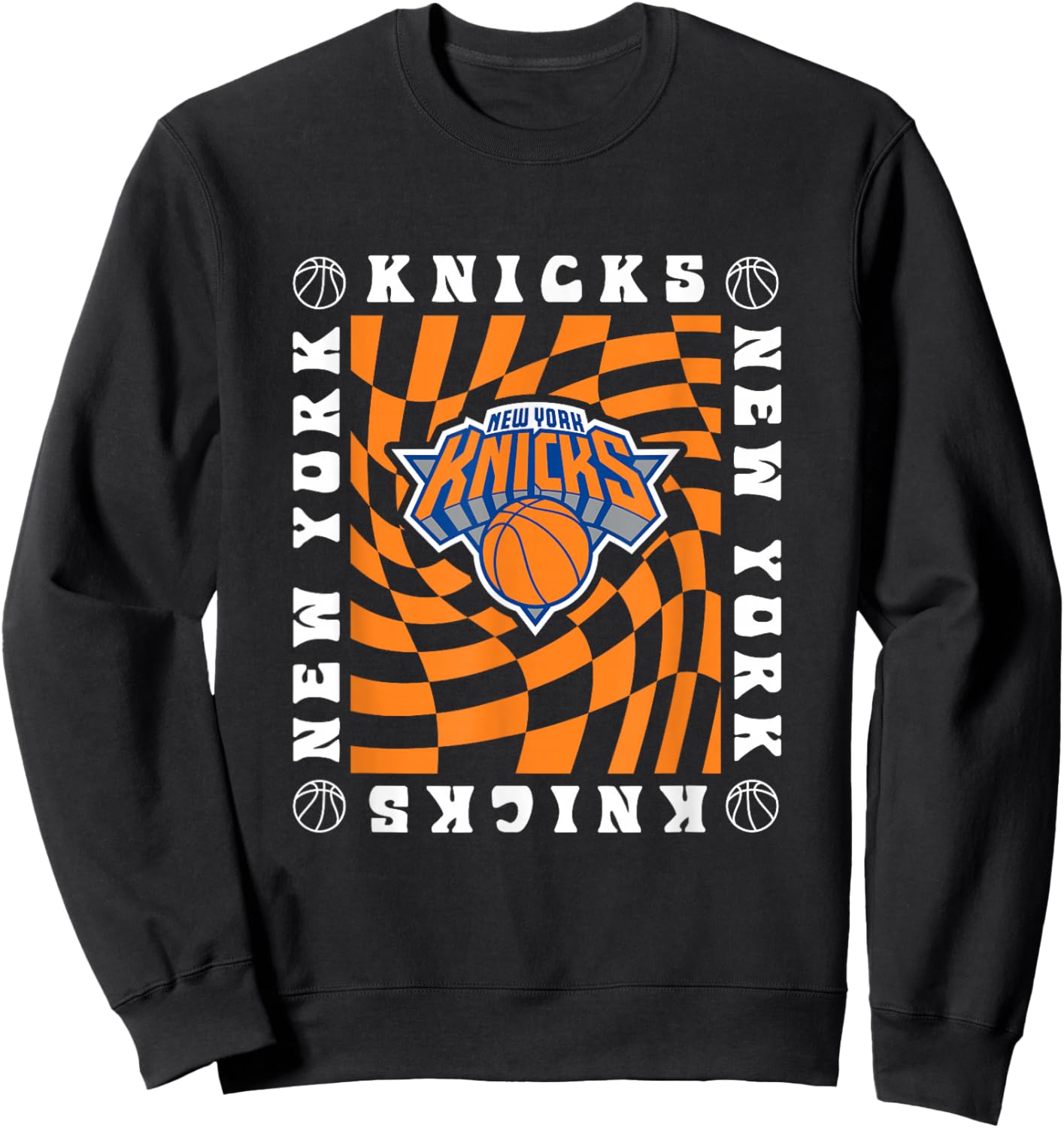 NBA New York Knicks Retro Checkerboard Wave Sweatshirt - Sweatshirt | Black