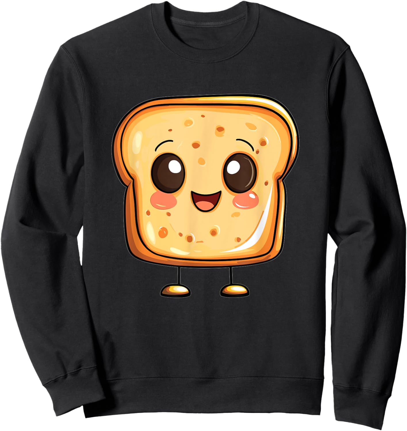 Adorable Toast Cartoon Sweatshirt - Sweatshirt | Black