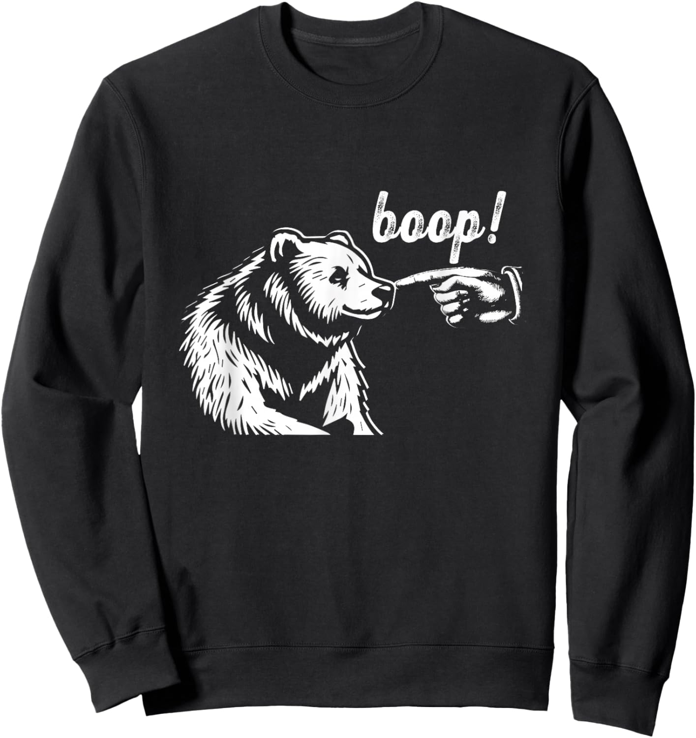 Boop Bear Funny Hand Touch Bear Nose Wildlife Animal Meme Sweatshirt - Sweatshirt | Black