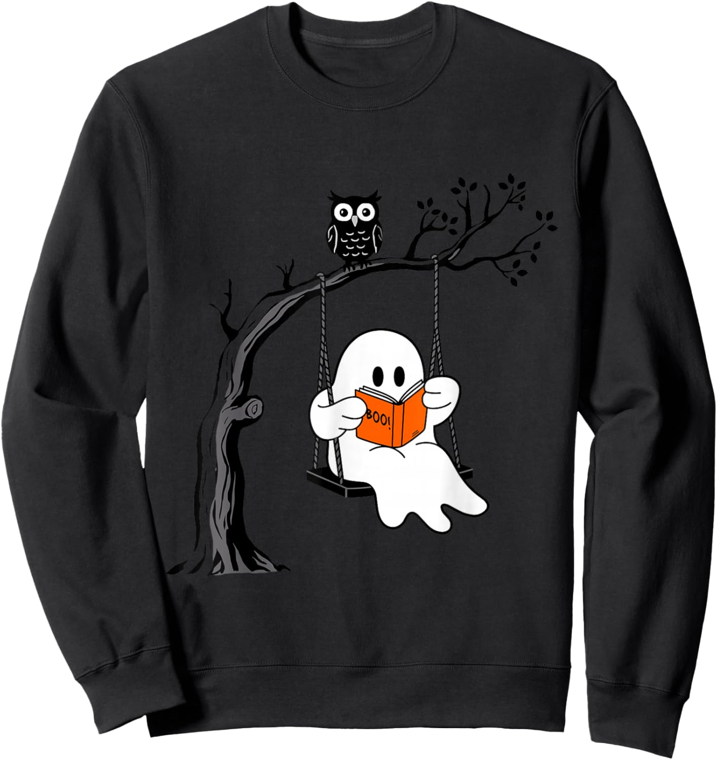 Halloween Ghost Swing Reading Vintage Costume Women Kids Men Sweatshirt - Sweatshirt | Black