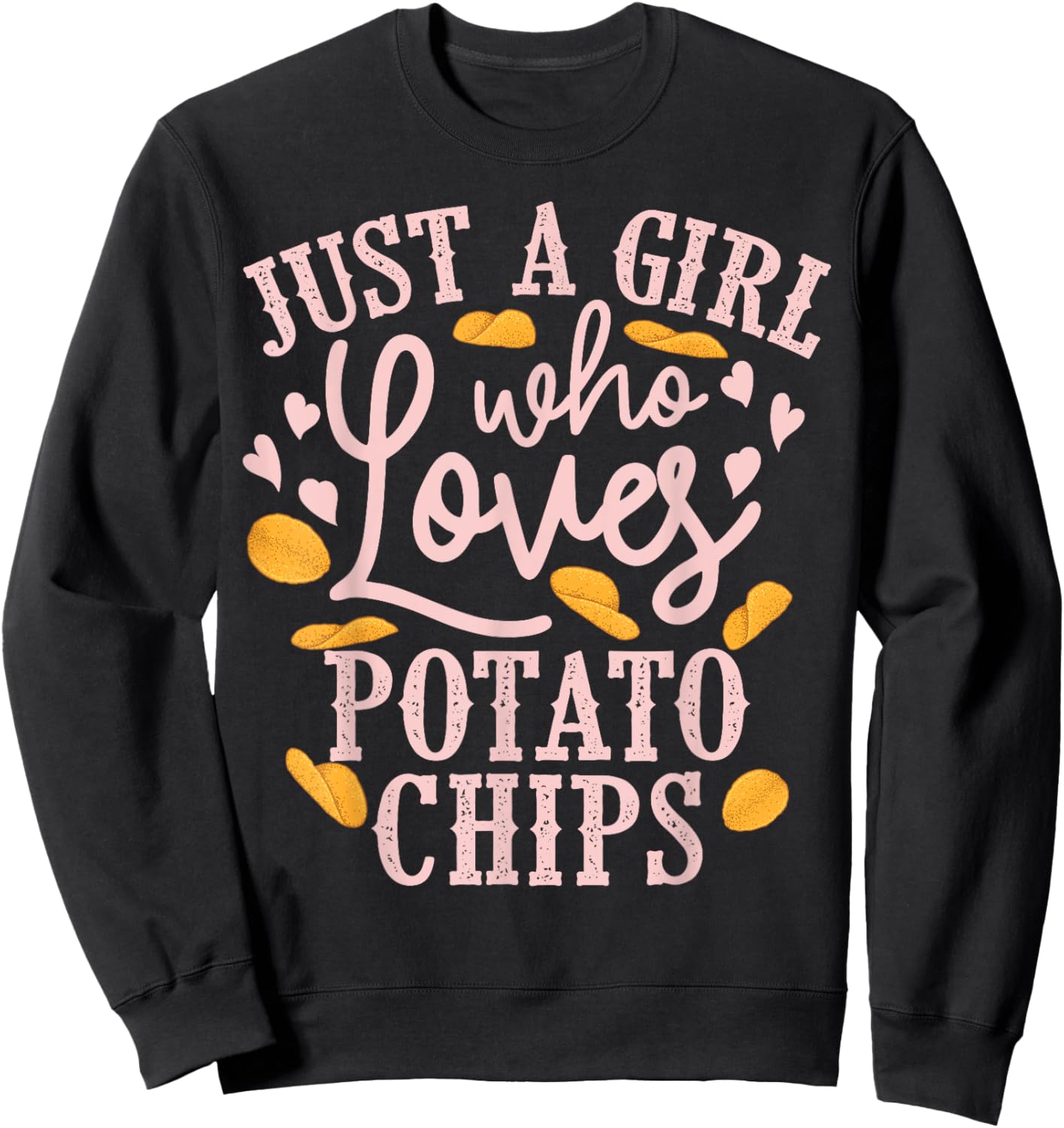 Funny Potato Chips Design Girls Kids Bag Of Chips Sweatshirt - Sweatshirt | Black
