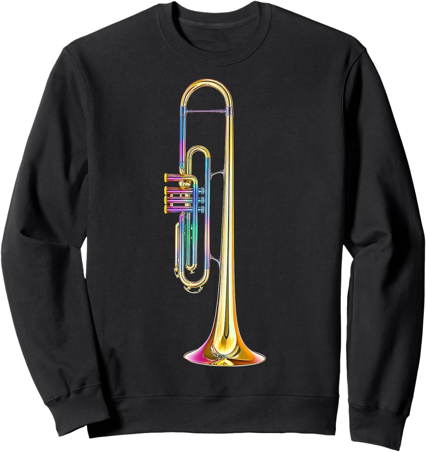 Trombone Music Instrument Motif Illustration Trombone Sweatshirt - Sweatshirt | Black