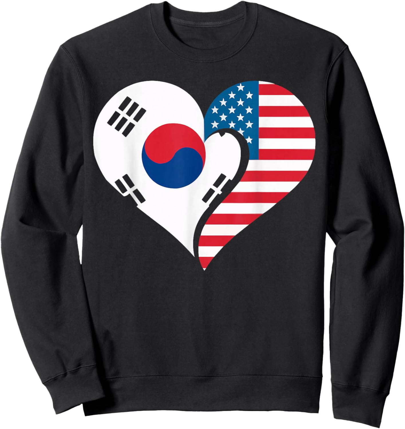 Half American Half Korean USA Flag South Korea America Sweatshirt - Sweatshirt | Black