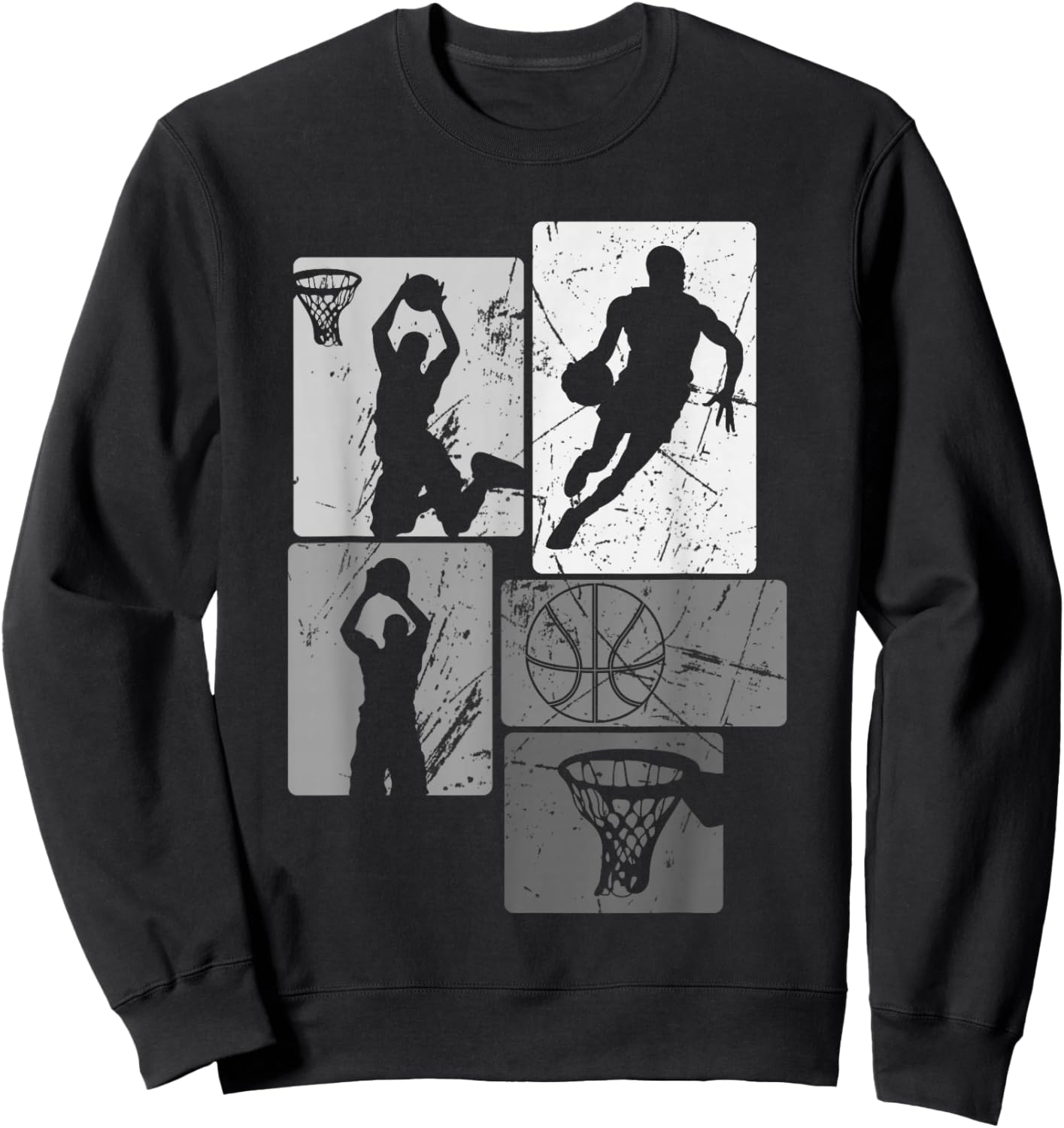 Retro Style Basketball Playing Kids Boys 10-12 12-14 Gifts Sweatshirt - Sweatshirt | Black
