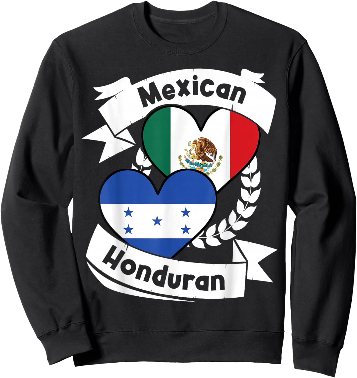 Mexican Honduran Heart Flags Mexico Honduras Sweatshirt - Sweatshirt | Black