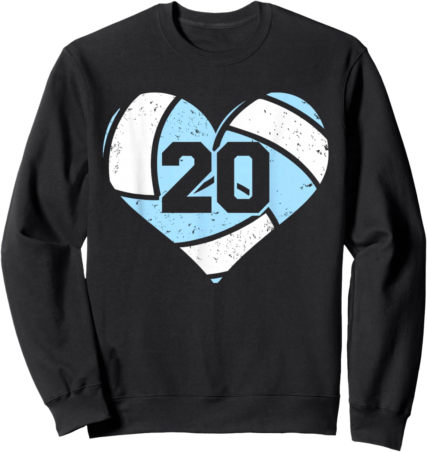 Volleyball Number 20 Jersey Funny Volleyball Heart Game Day Sweatshirt - Sweatshirt | Black