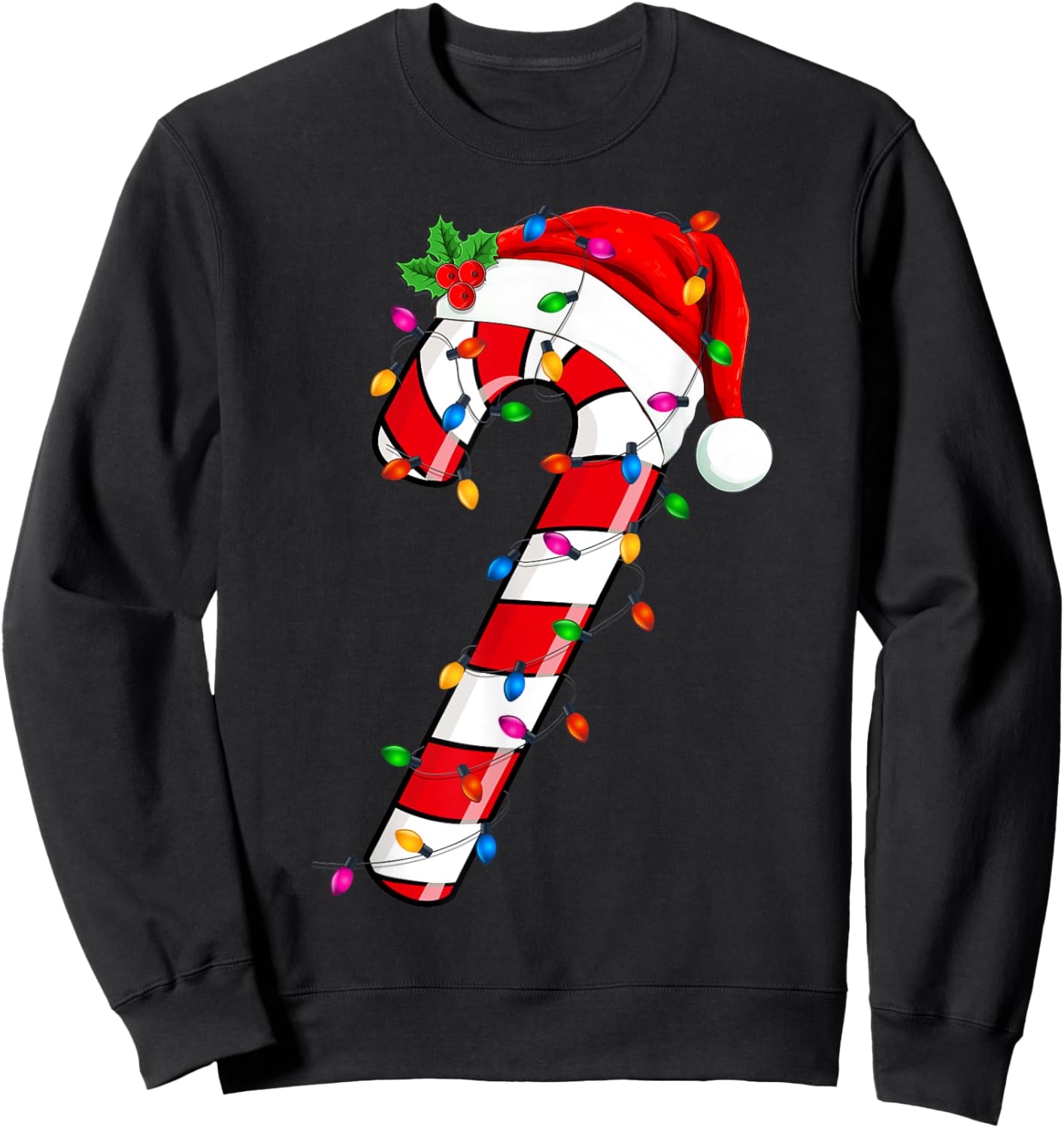 Christmas Candy Cane Santa Xmas Kids Toddler Youth Women Men Sweatshirt - Sweatshirt | Black
