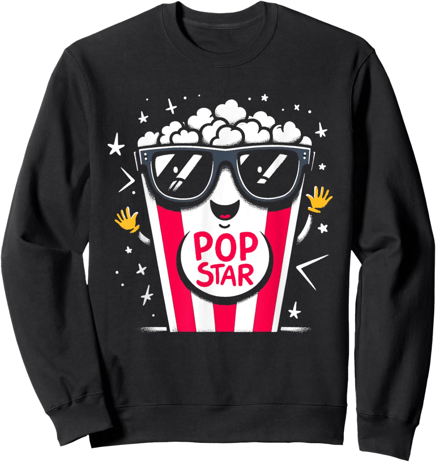 Popcorn Pop Star - Funny Graphic Popcorn Movie Lover Sweatshirt - Sweatshirt | Black