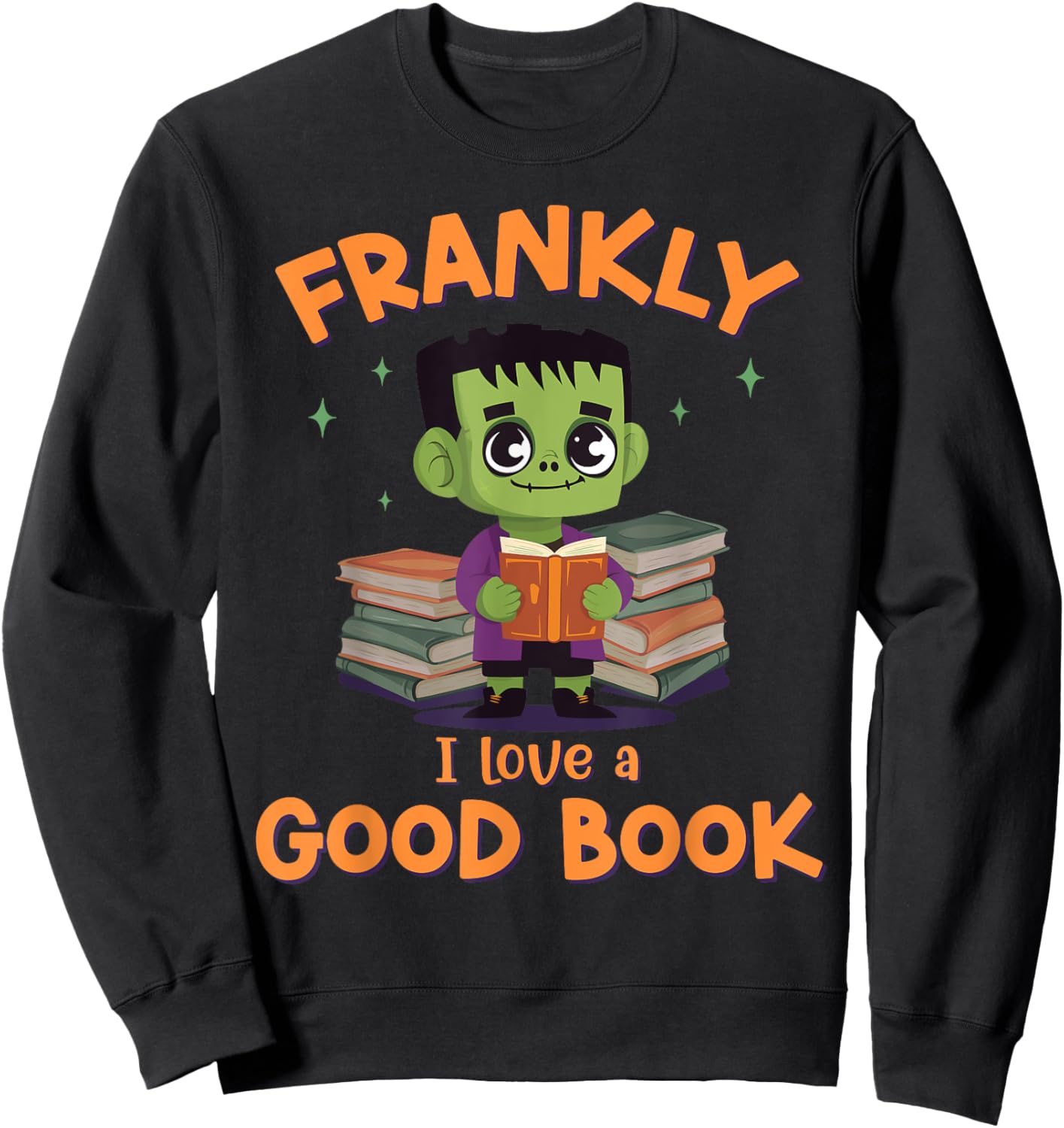 Cute Halloween Teacher Librarian Frankenstein Reading Books Sweatshirt - Sweatshirt | Black