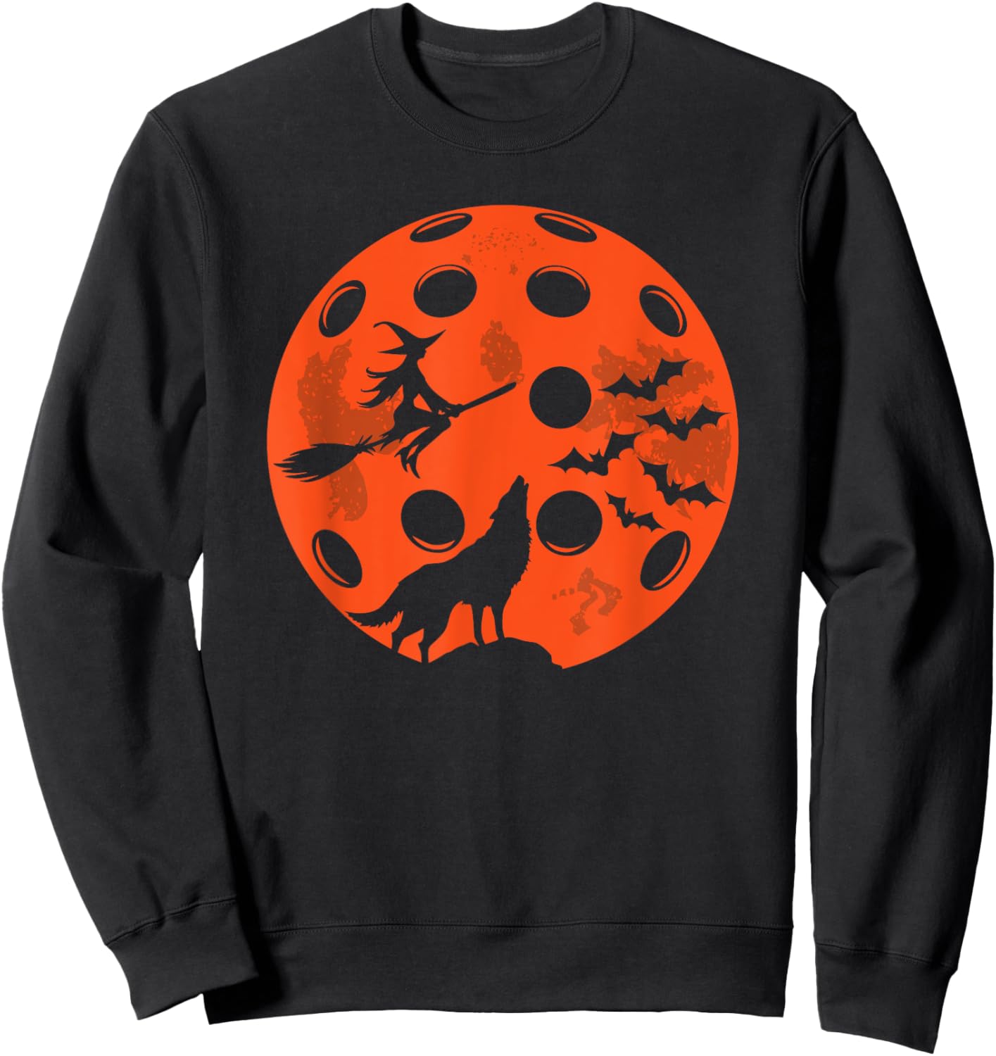 Halloween Pickleball Moon Spooky Graphic Sweatshirt - Sweatshirt | Black