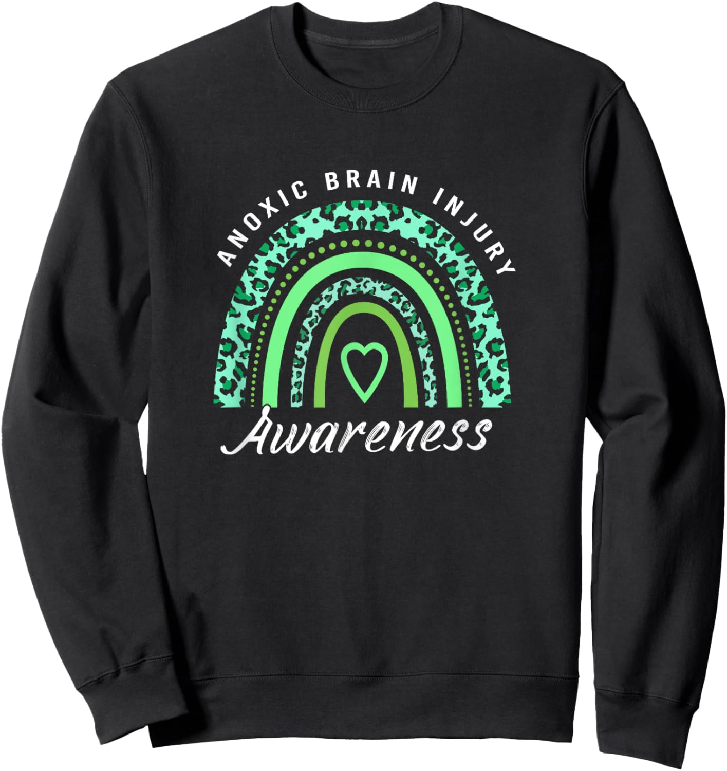 Boho Rainbow Green Anoxic Brain Injury Awareness Sweatshirt - Sweatshirt | Black