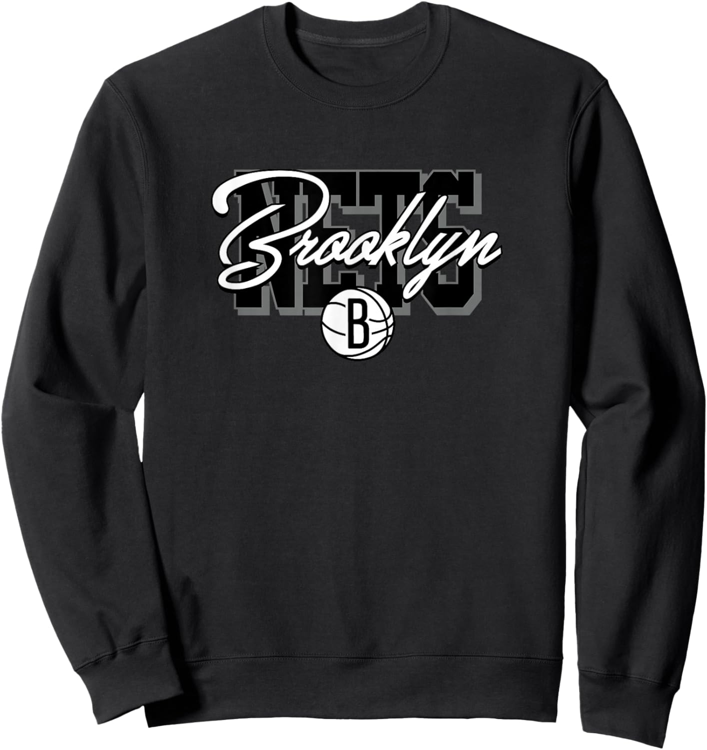 NBA - Brooklyn Nets Blockletter Script Logo Black Sweatshirt - Sweatshirt | Black