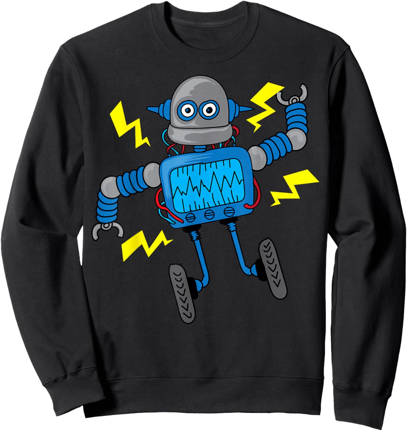 Cool Robot Art for Boys Girls Kids Robotics Engineer Robot Sweatshirt - Sweatshirt | Black