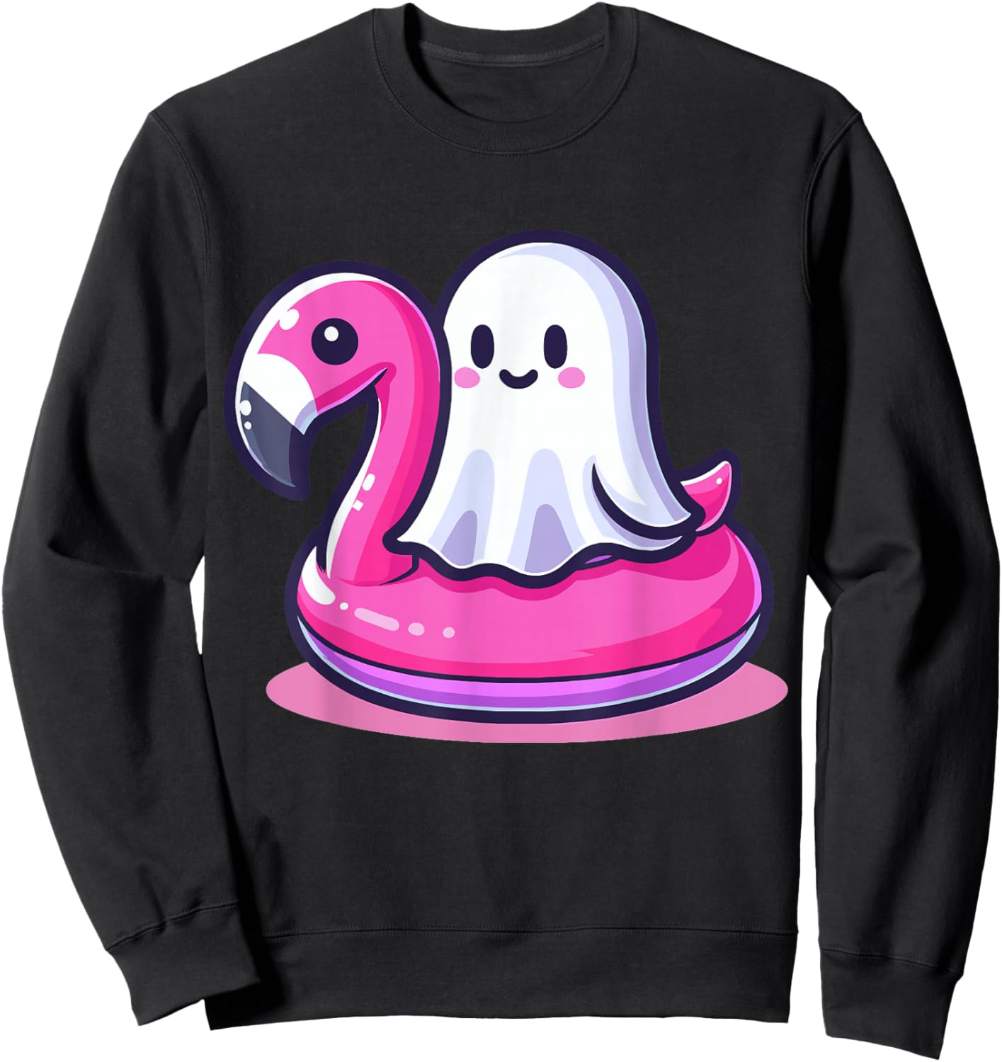Ghost and Flamingo Halloween Sweatshirt - Sweatshirt | Black