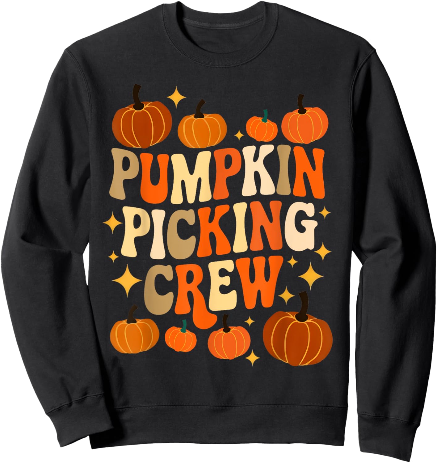 Groovy Pumpkin Picking Crew Matching Family Autumn Sweatshirt - Sweatshirt | Black