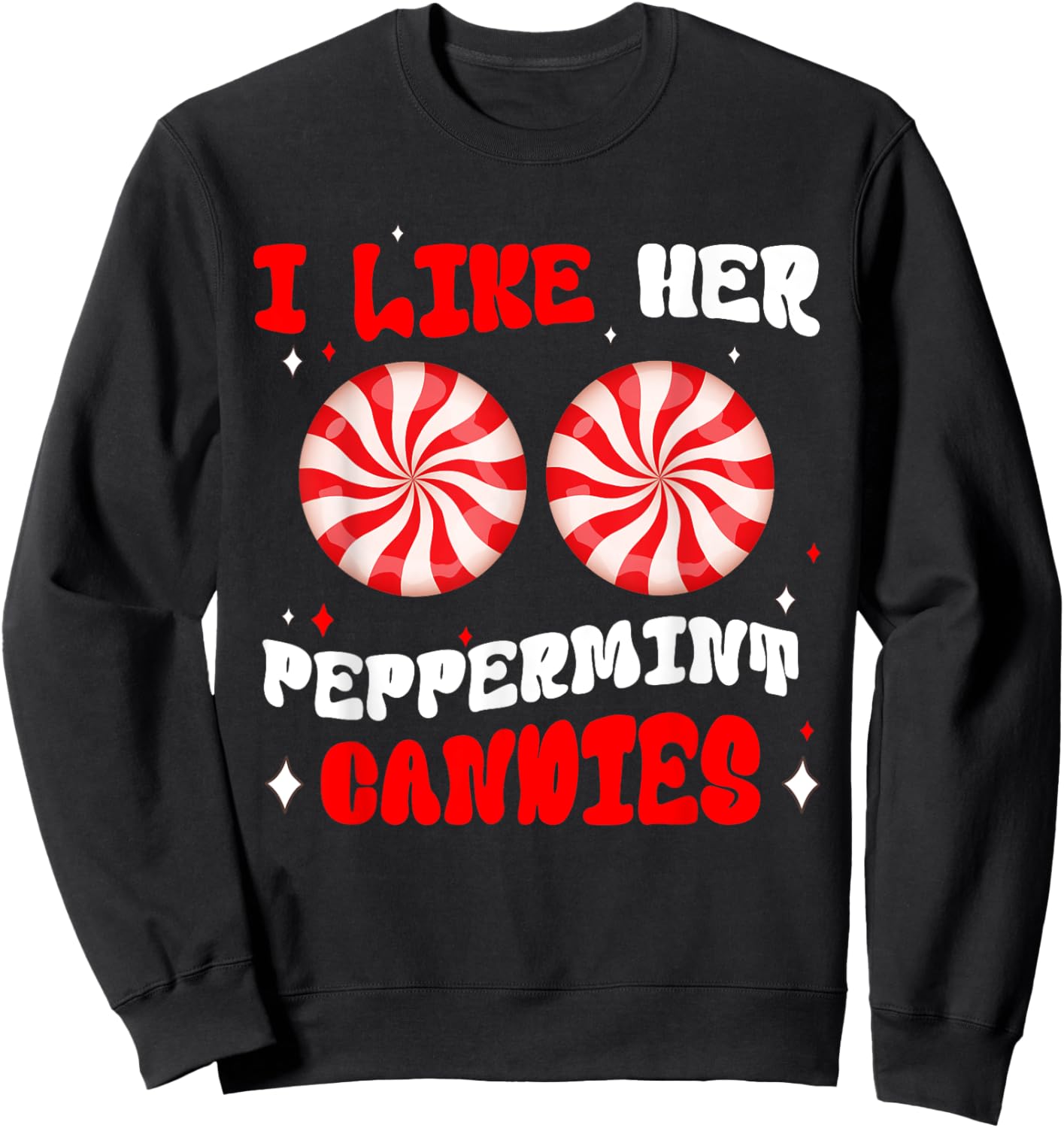 Couples Matching Christmas I Like Her Peppermint Candies Sweatshirt - Sweatshirt | Black