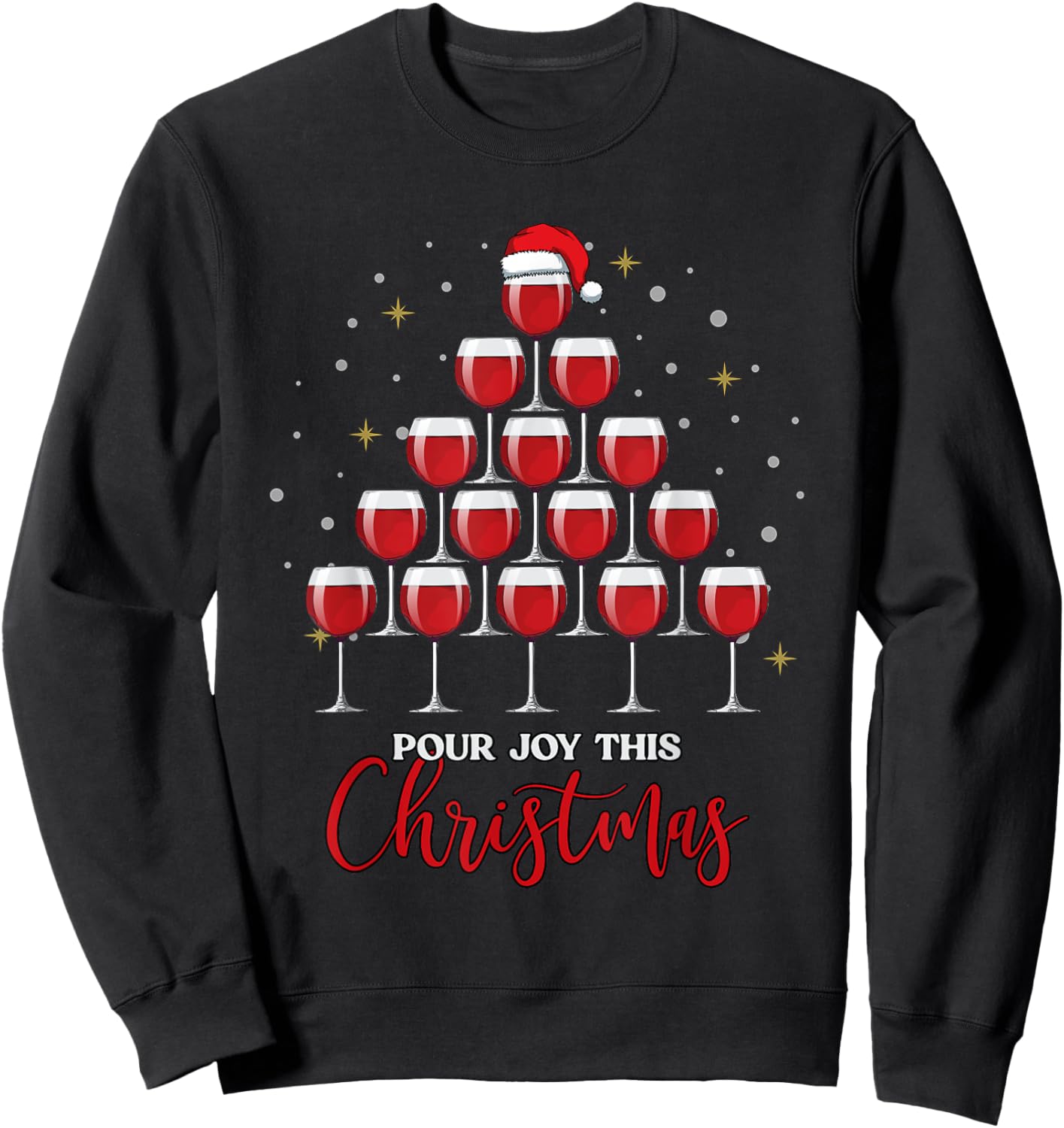 Wine Christmas Tree,Wine Lover Gift, Pour Joy this Christmas Sweatshirt - Sweatshirt | Black