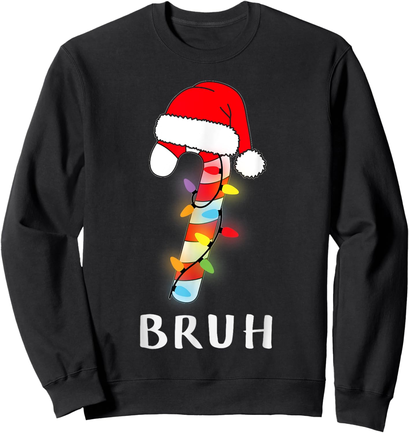 Christmas Candy Cane Crew Bruh, Boy Girl Sweatshirt - Sweatshirt | Black