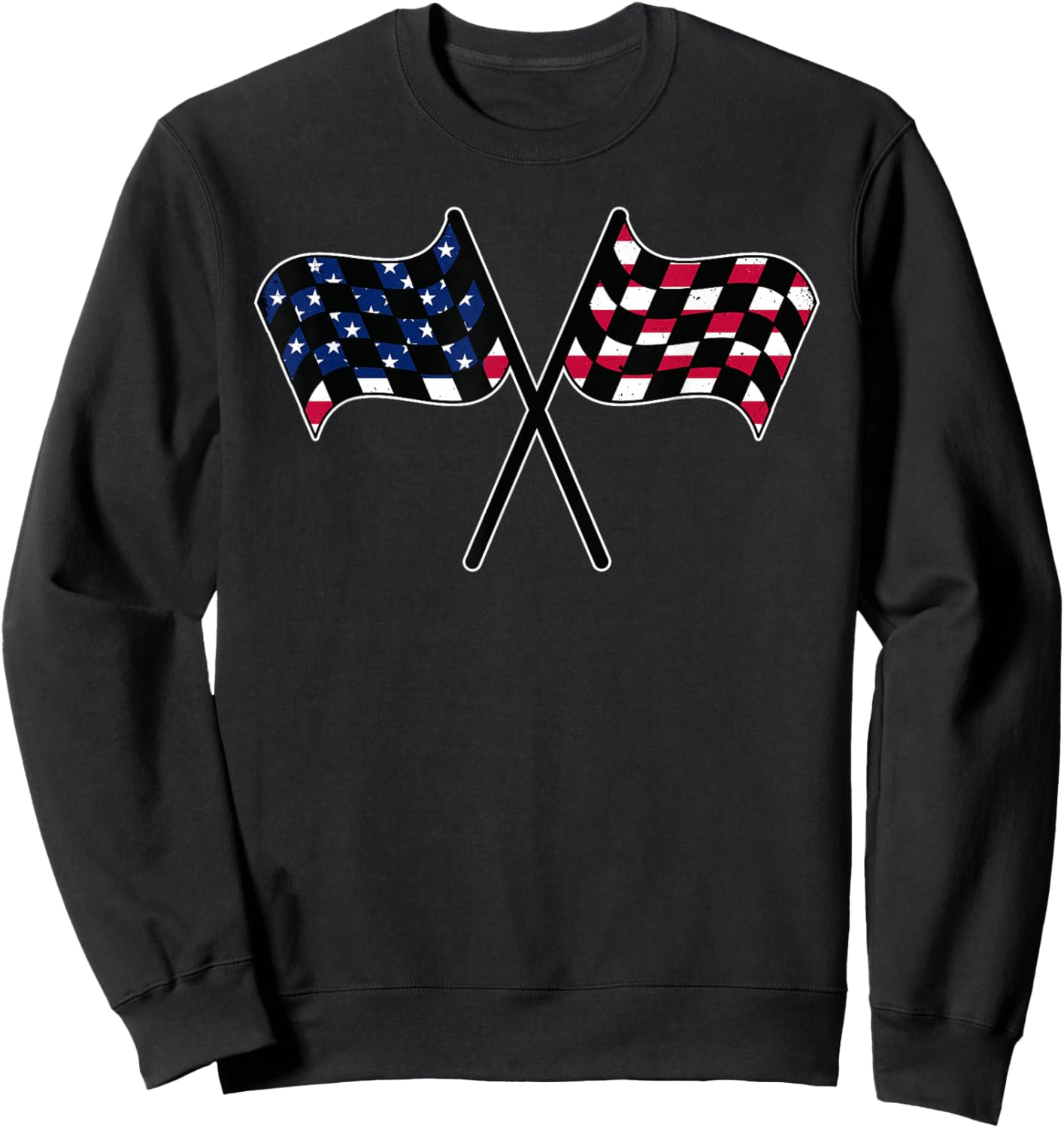 American Flag Racing Race Car USA Family Matching Pit Crew Sweatshirt - Sweatshirt | Black
