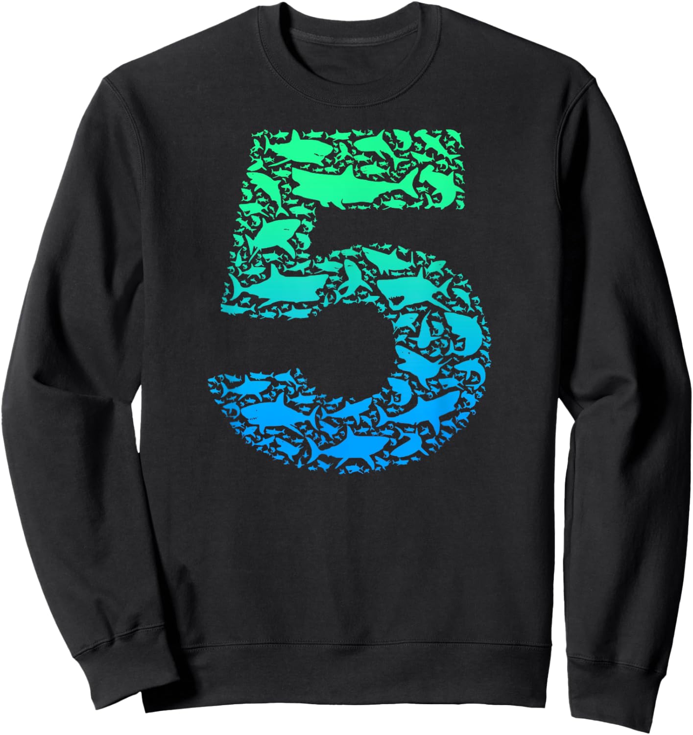 5th Birthday Kids Girls Boys 5 Year Old - Shark Number "5" Sweatshirt - Sweatshirt | Black