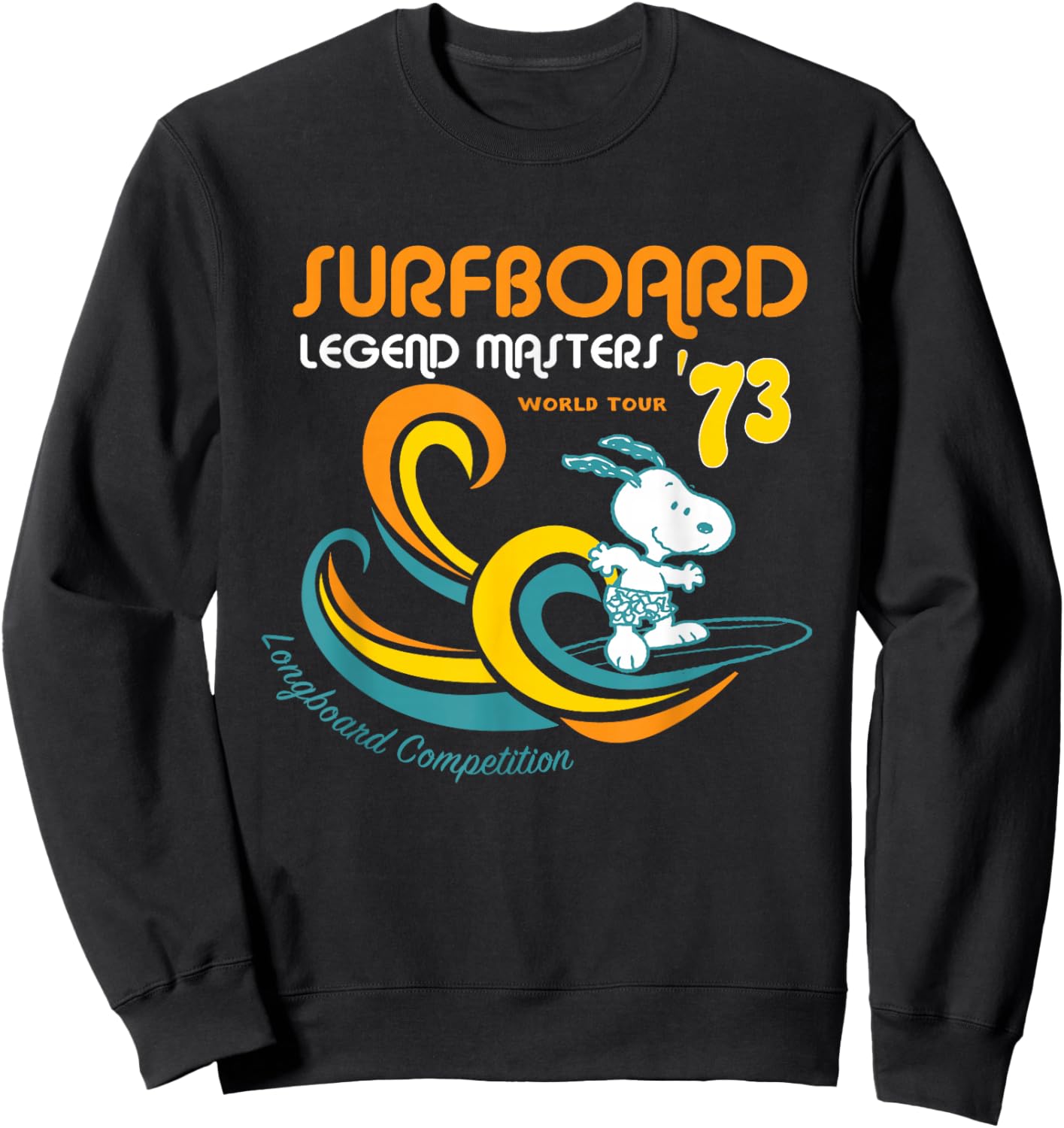 Peanuts Snoopy Surfboard World Tour 73 Sweatshirt - Sweatshirt | Black