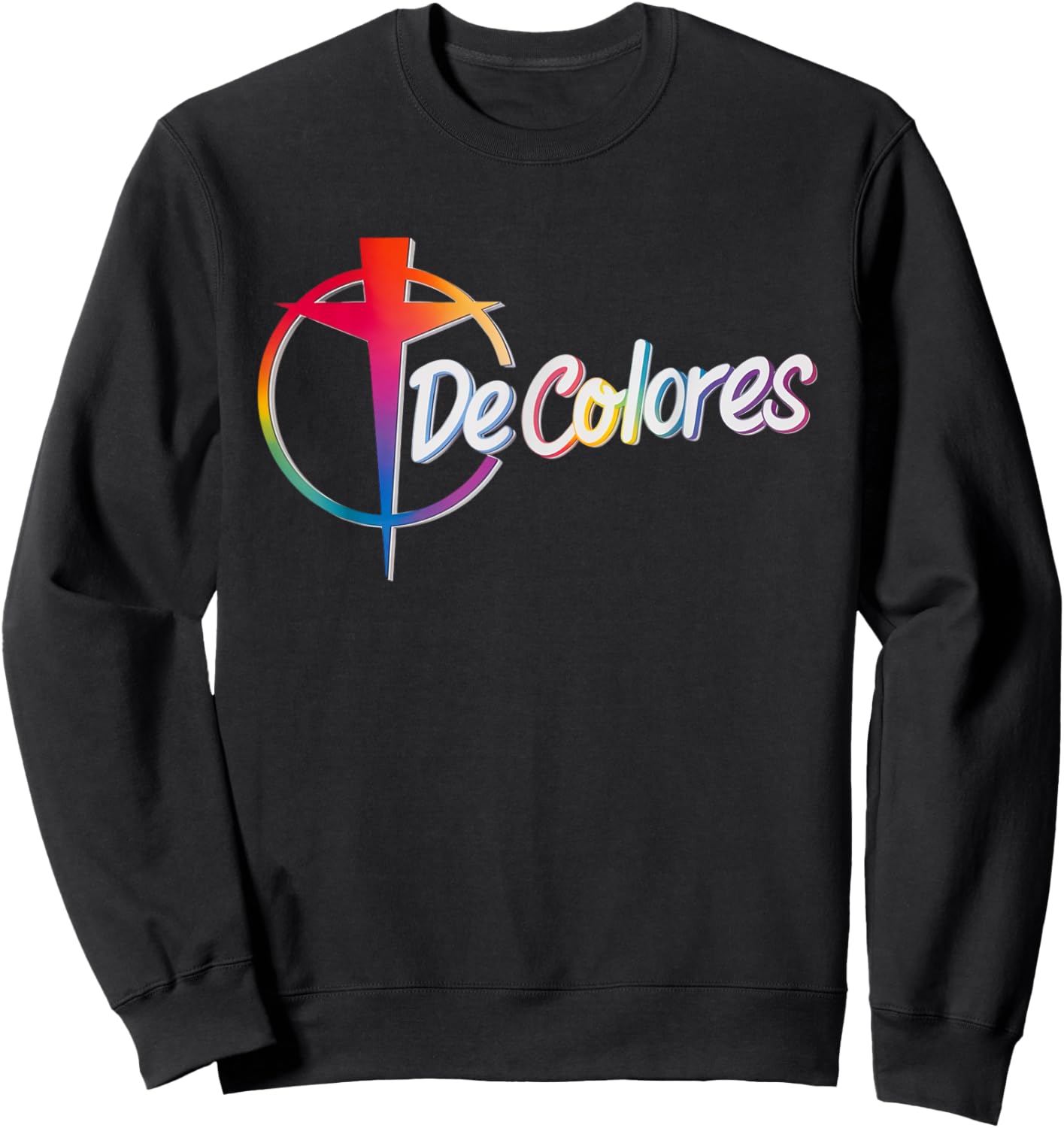 DeColores Cursillo Rainbow Rooster Catholic Sweatshirt - Sweatshirt | Black