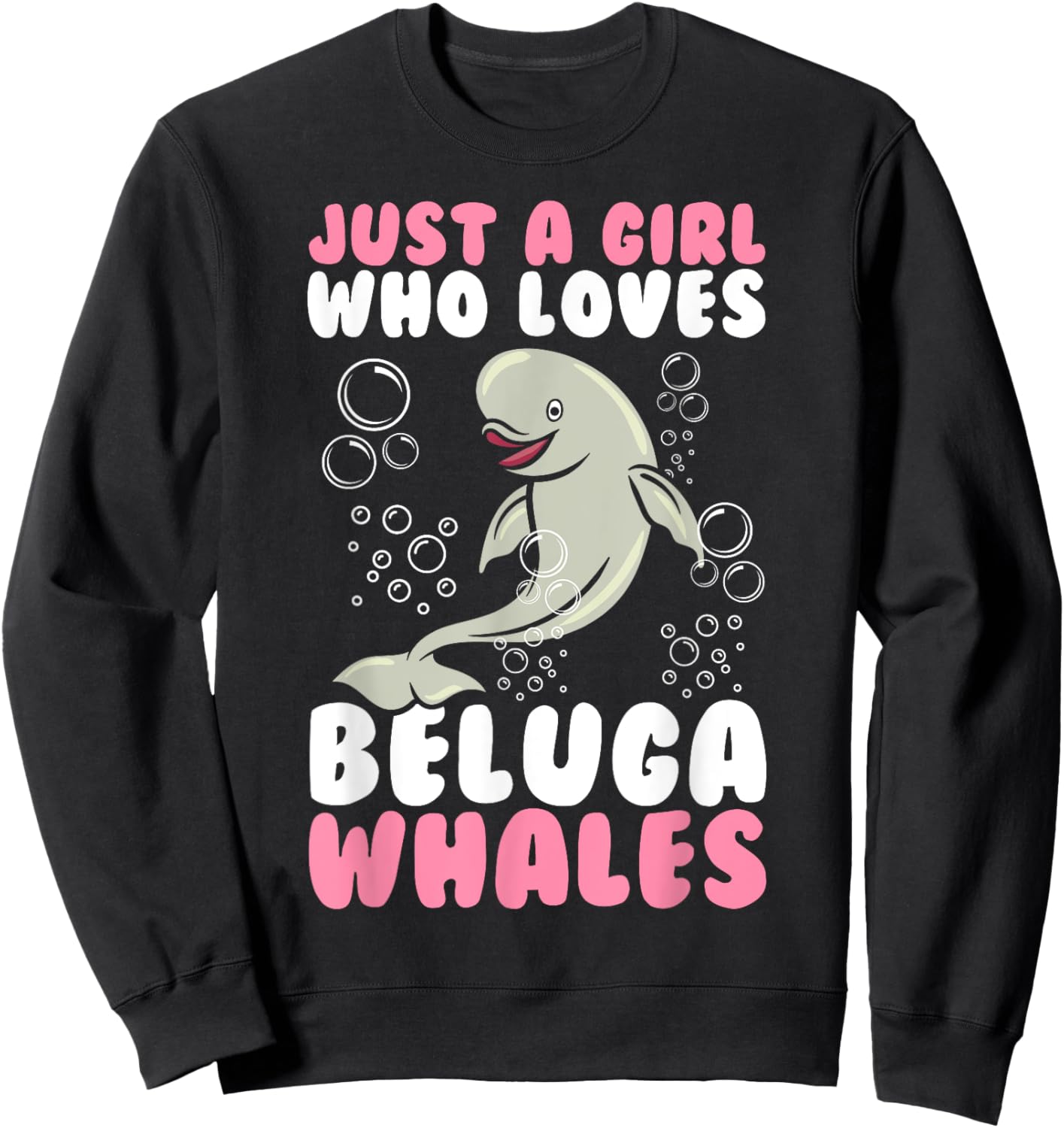 Beluga Whale Art Girls Kids Beluga Whale Lover Sweatshirt - Sweatshirt | Black