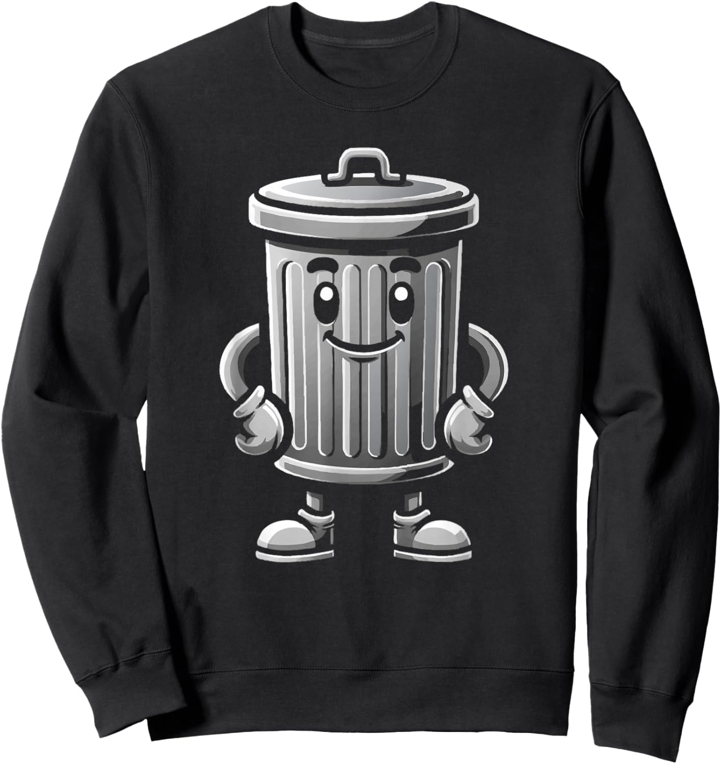 Garbage Trash Can Cartoon Character Design Sweatshirt - Sweatshirt | Black