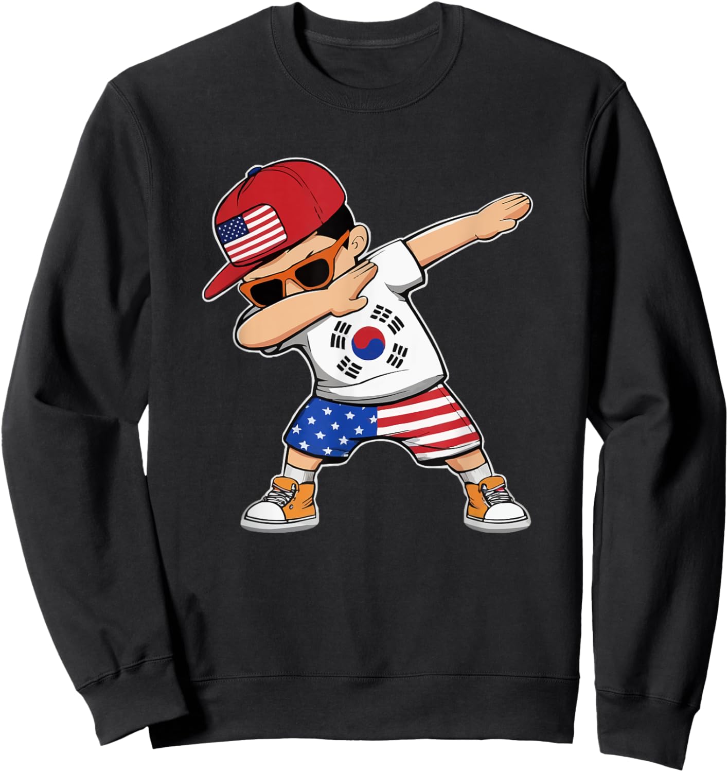 Half Korean Half American USA Flag South Korea America Sweatshirt - Sweatshirt | Black