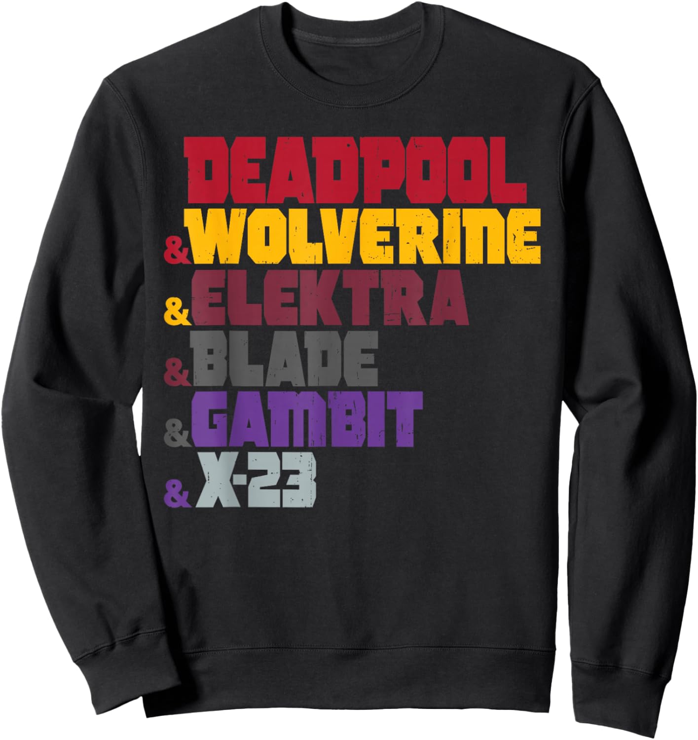 Marvel Deadpool & Wolverine Elektra & Blade & Gambit & X-23 Sweatshirt - Sweatshirt | Black