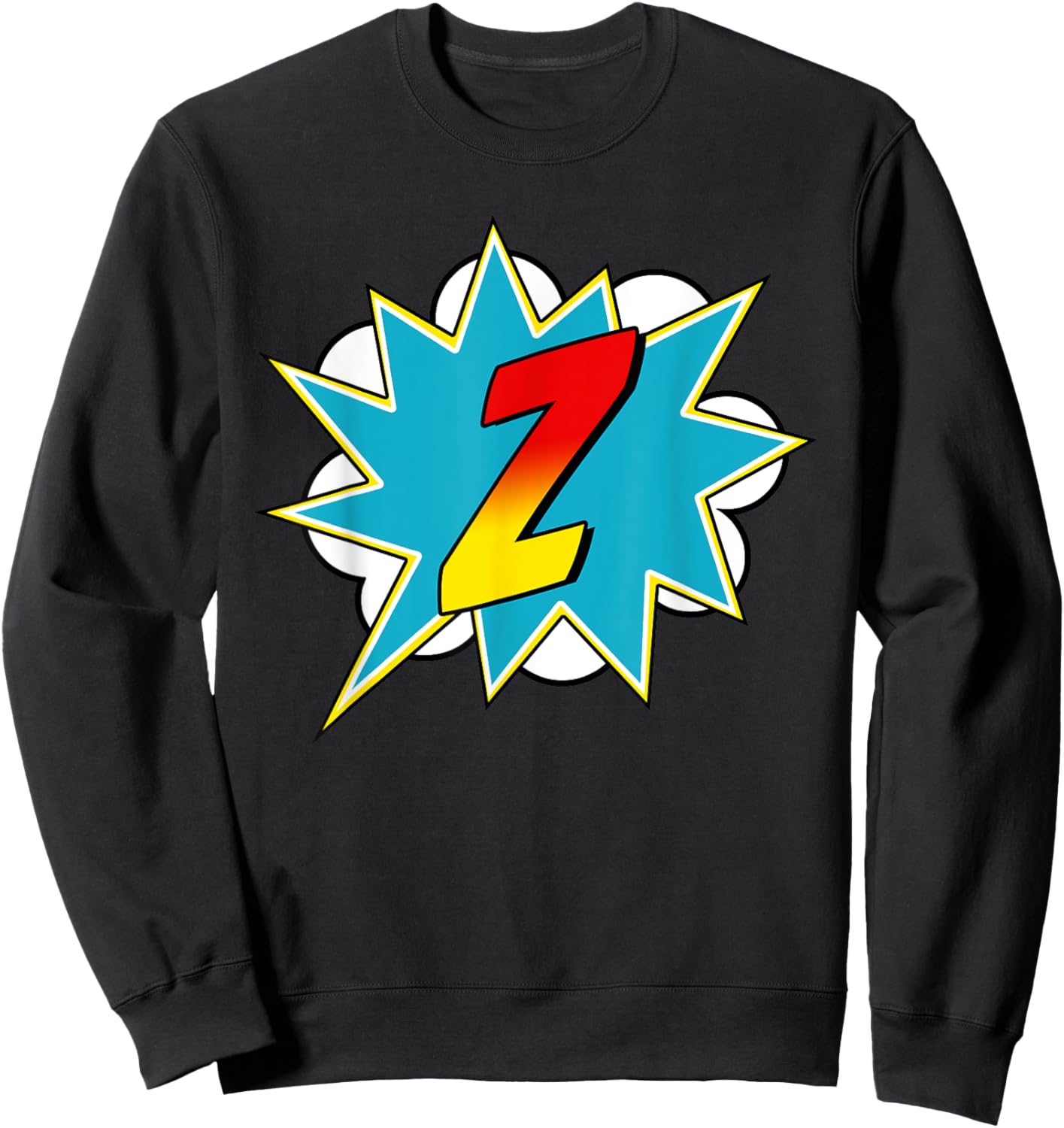 Letter Z Superhero Name Comic Letter Retro Costume Sweatshirt - Sweatshirt | Black