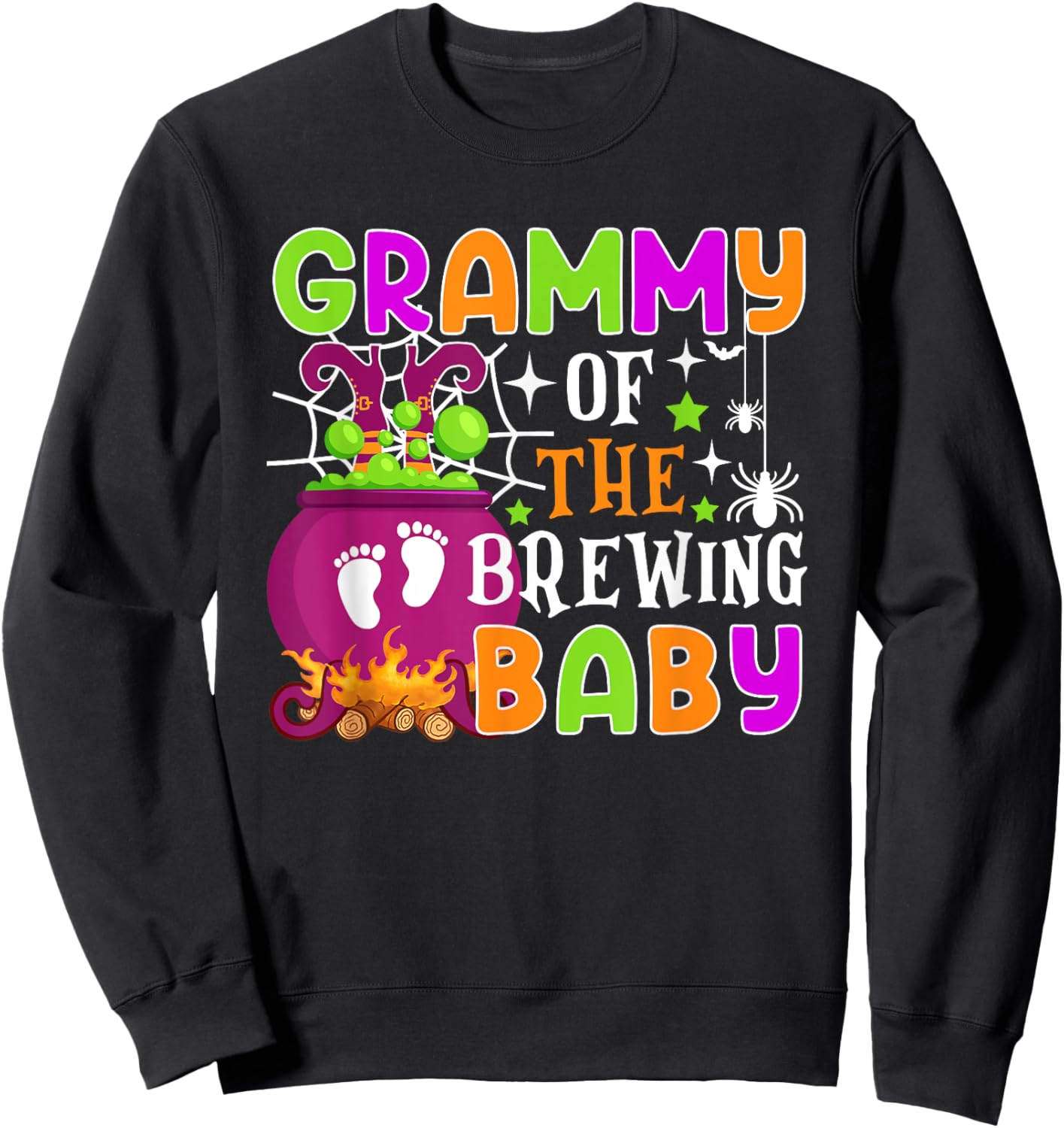 Grammy of Brewing Baby Halloween Theme Baby Shower Spooky Sweatshirt - Sweatshirt | Black