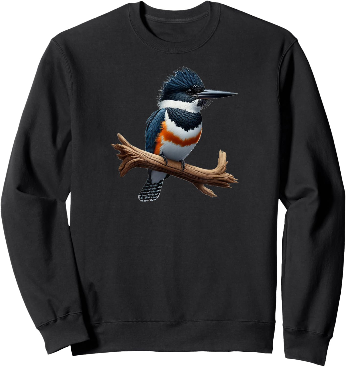 Bird Series. Belted Kingfisher Bird. Artist's Rendition. Sweatshirt - Sweatshirt | Black
