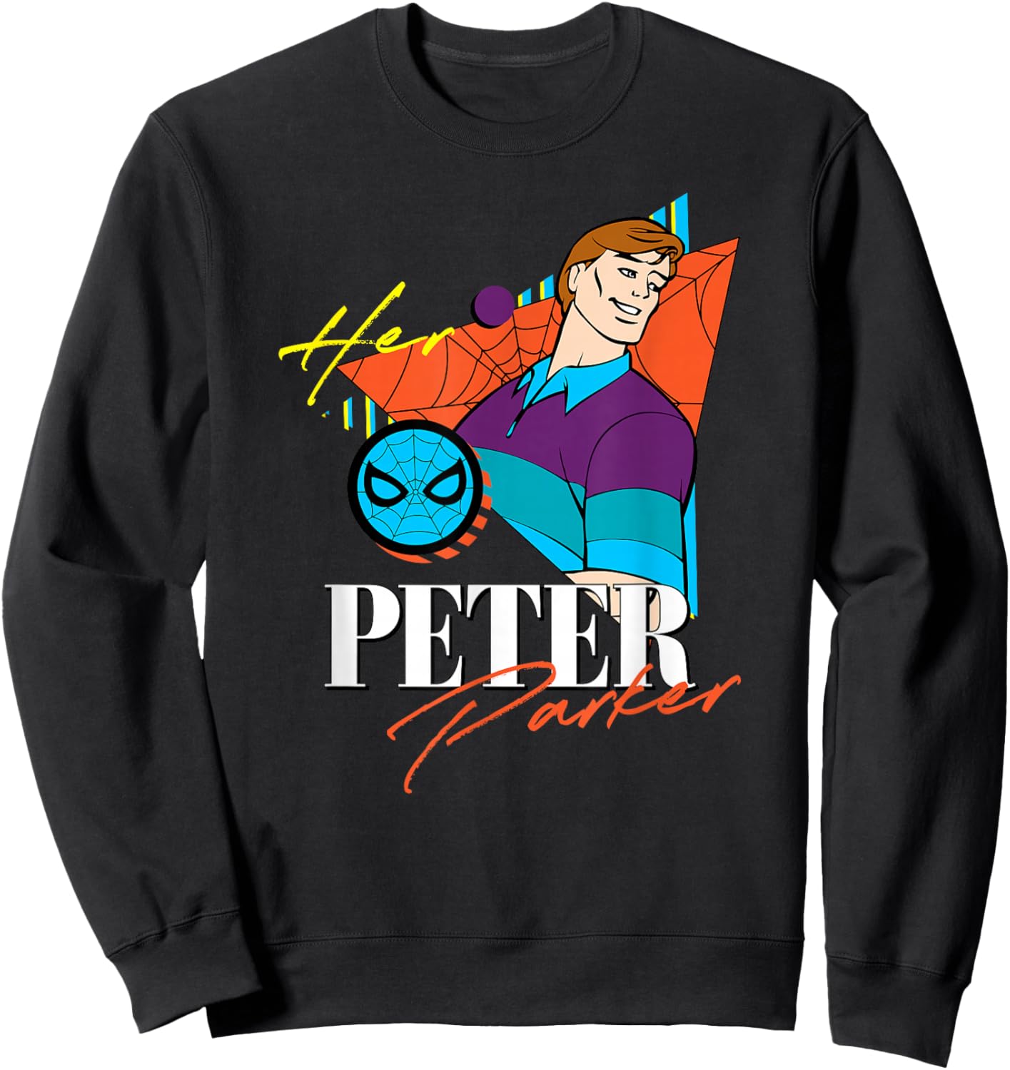 Marvel Spider-Man Retro Couples Matching Her Peter Parker Sweatshirt - Sweatshirt | Black